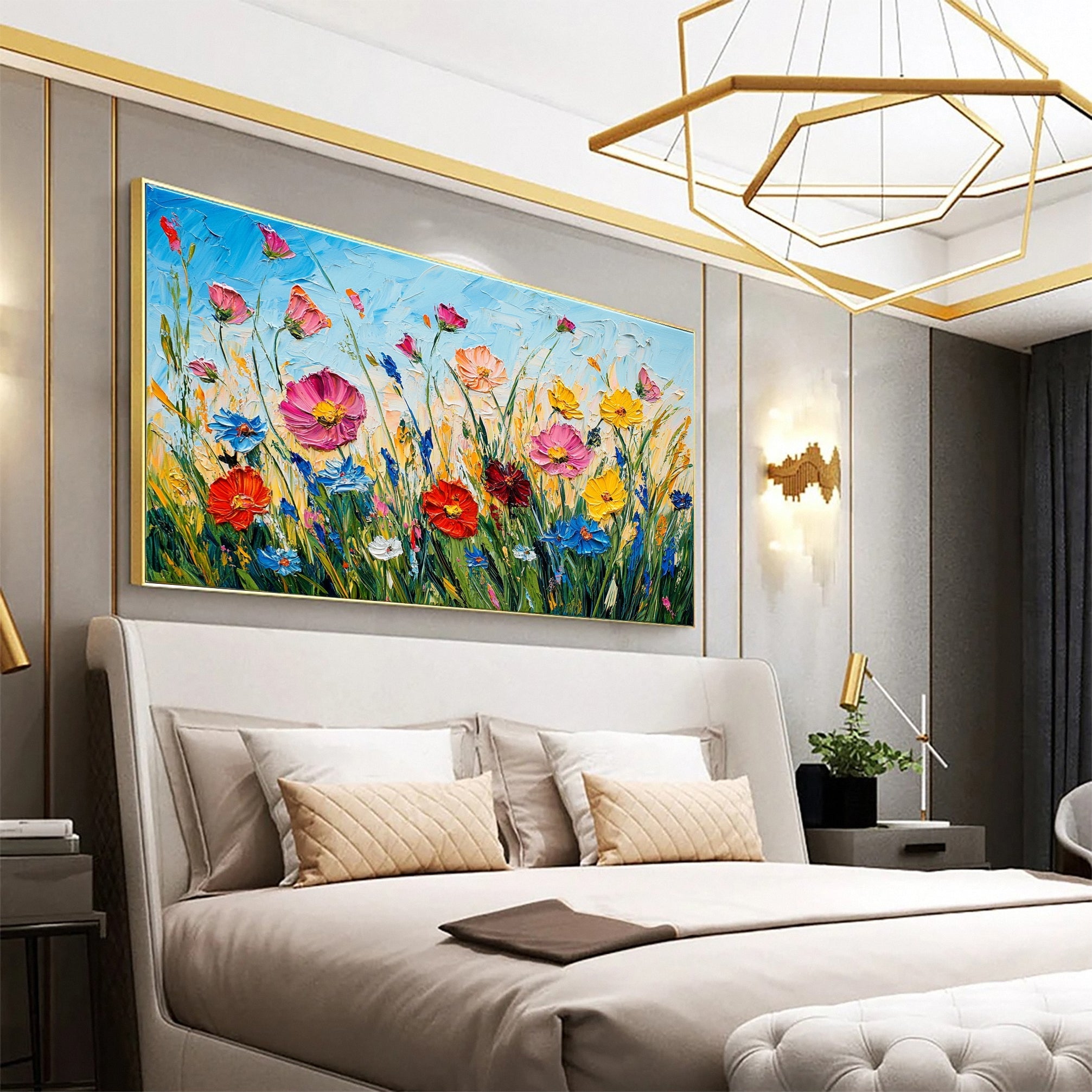 Lively Meadow Flowers Canvas Art Vivid Floral Wall Decor for Room Decor #FT 050