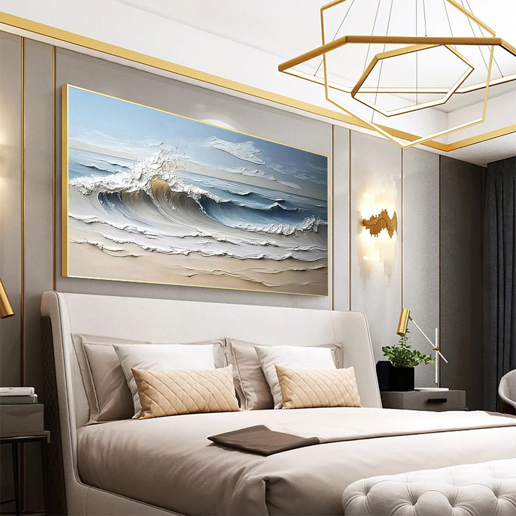 Large Textured Seascape Painting for Living Room Wall Art #OS 030