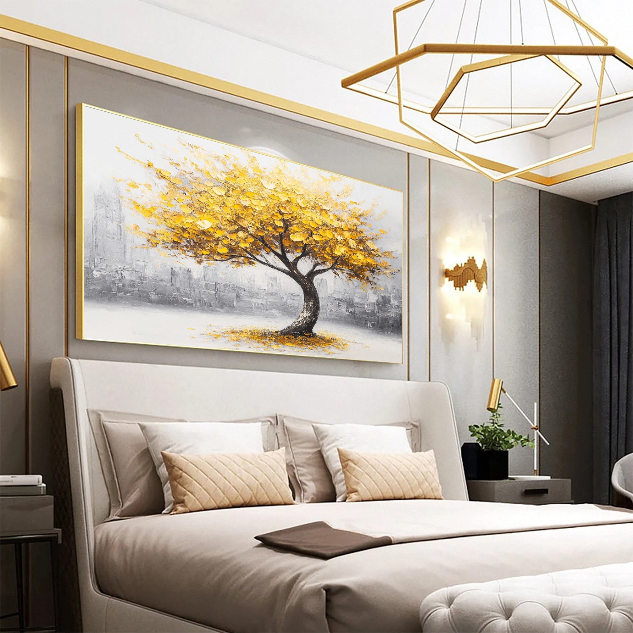 Golden Tree of Tranquility Canvas Art Luxurious Wall Decor #FT 060