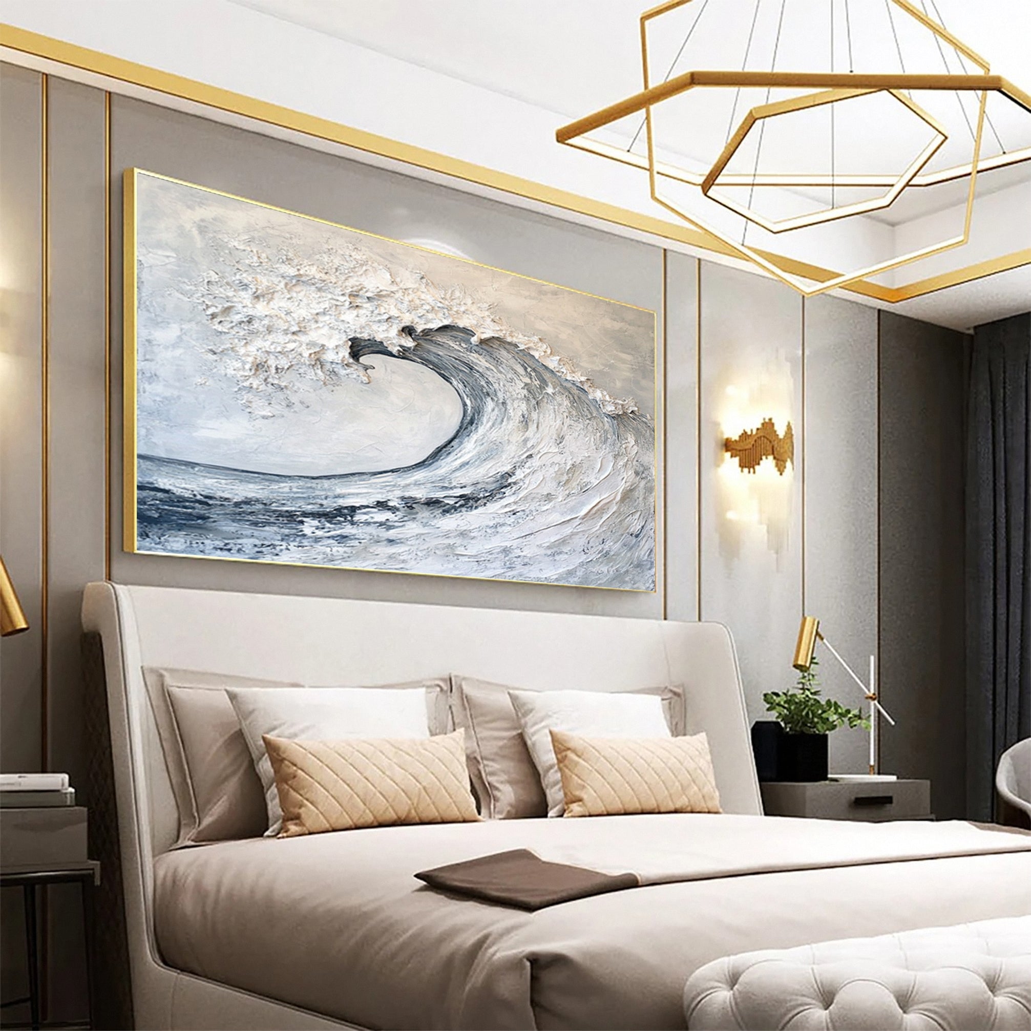 Large Abstract Sea Waves Artwork for Contemporary Wall Decor #OS 052