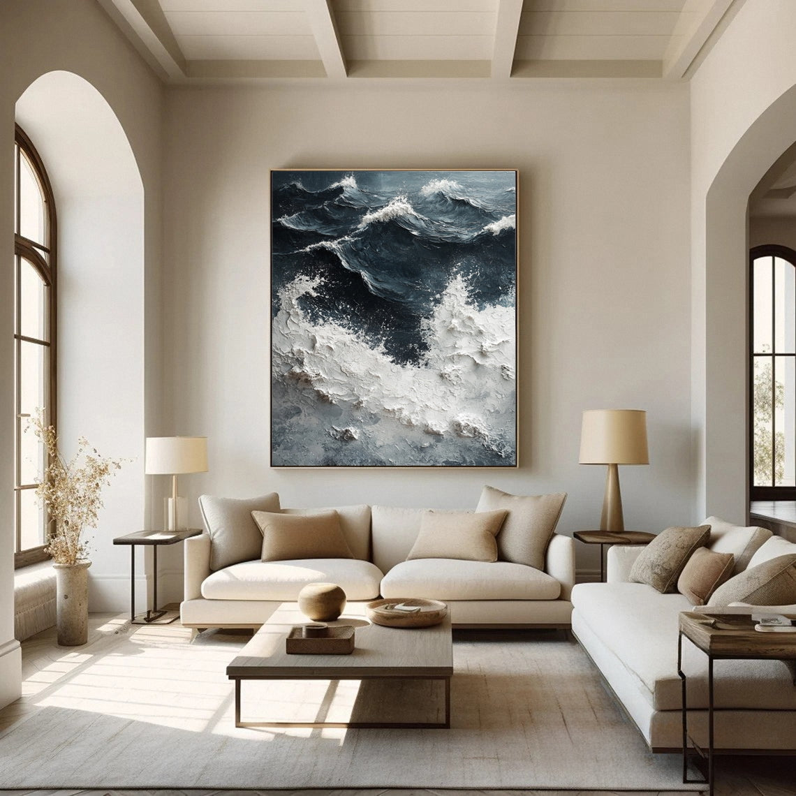 Dynamic Ocean Wave Canvas Art Textured Sea Painting #OS 062