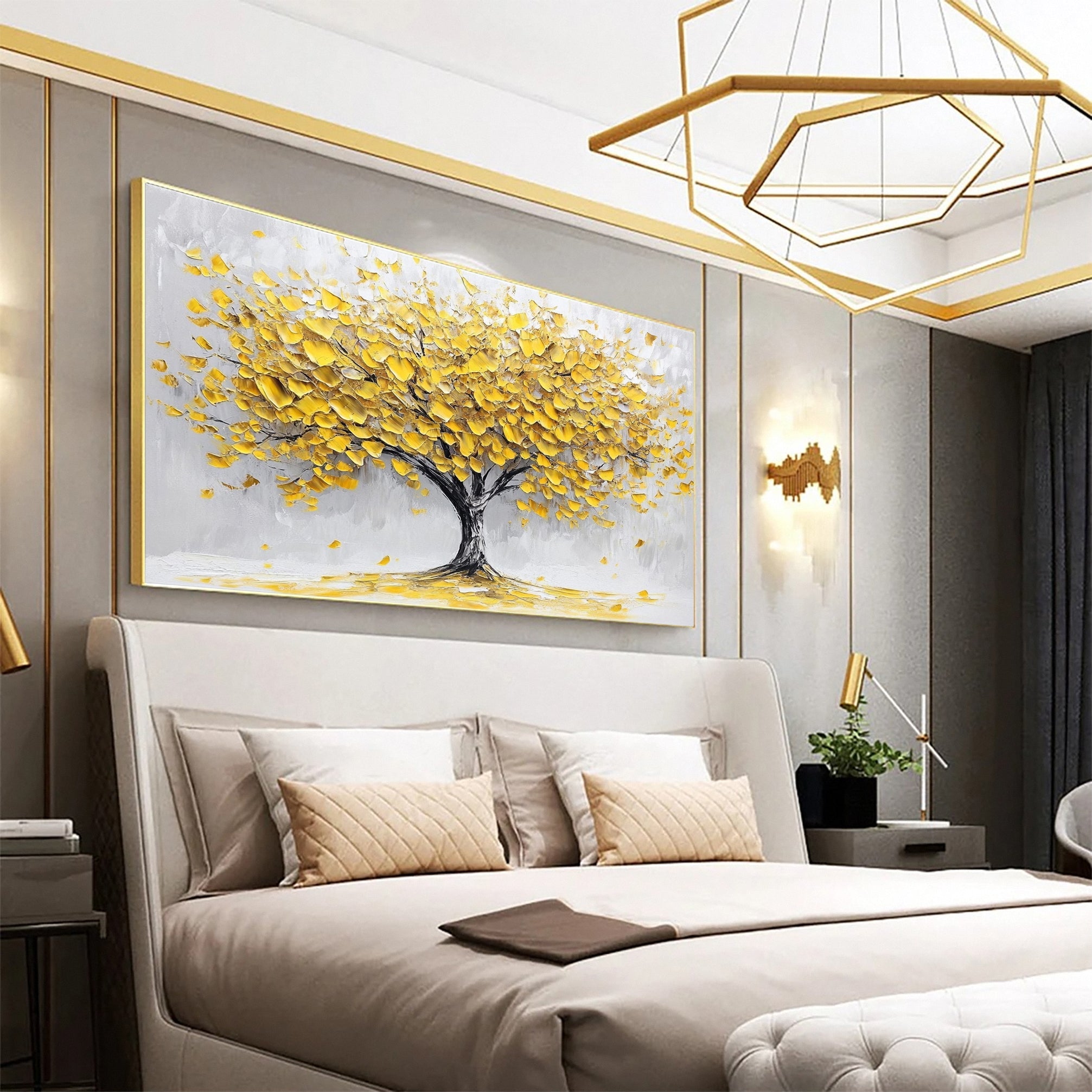 Golden Tree of Tranquility Canvas Art Luxurious Wall Decor #FT 059