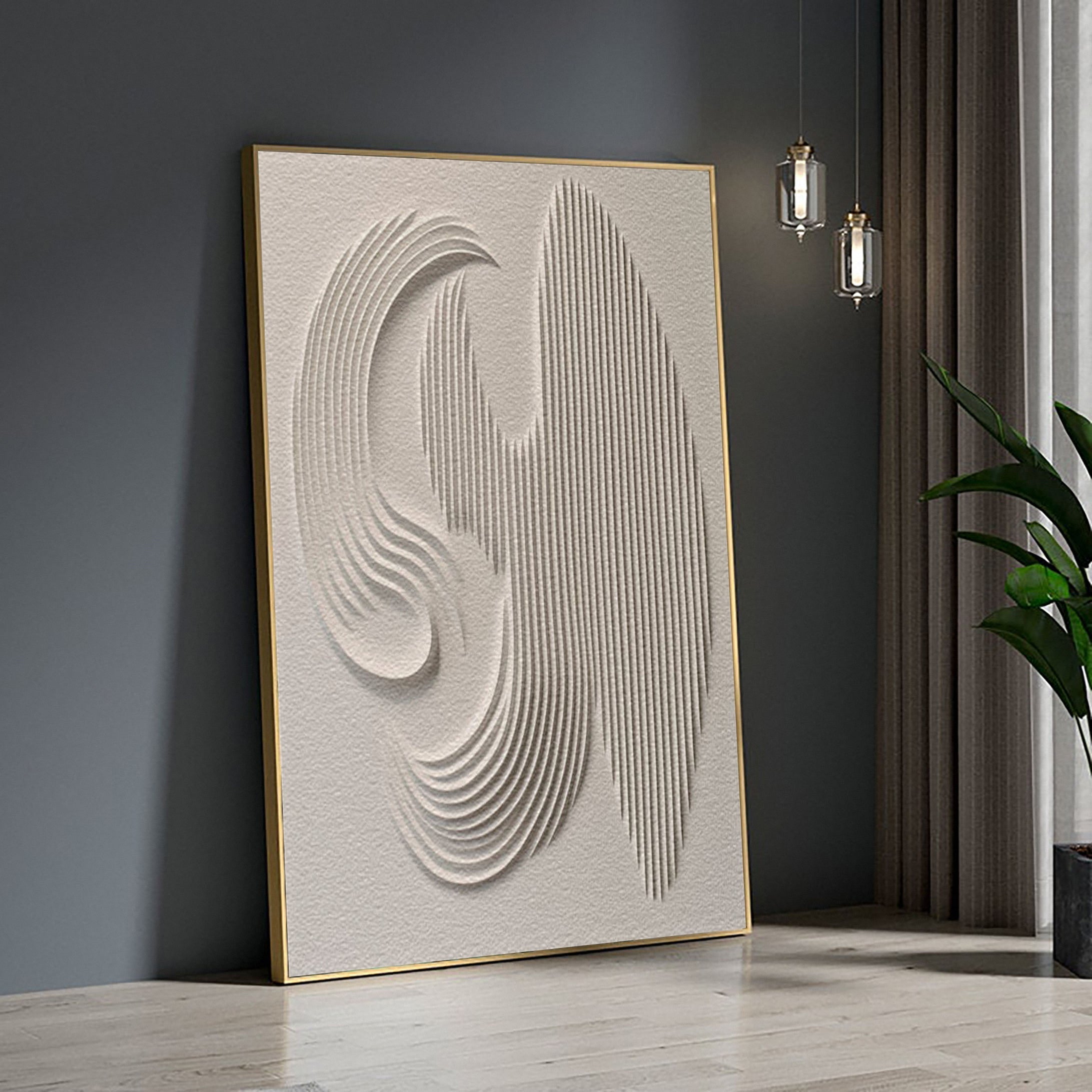 3D Textured Wall Art with Organic Waves in Minimalist Neutral Tones #BBM 022