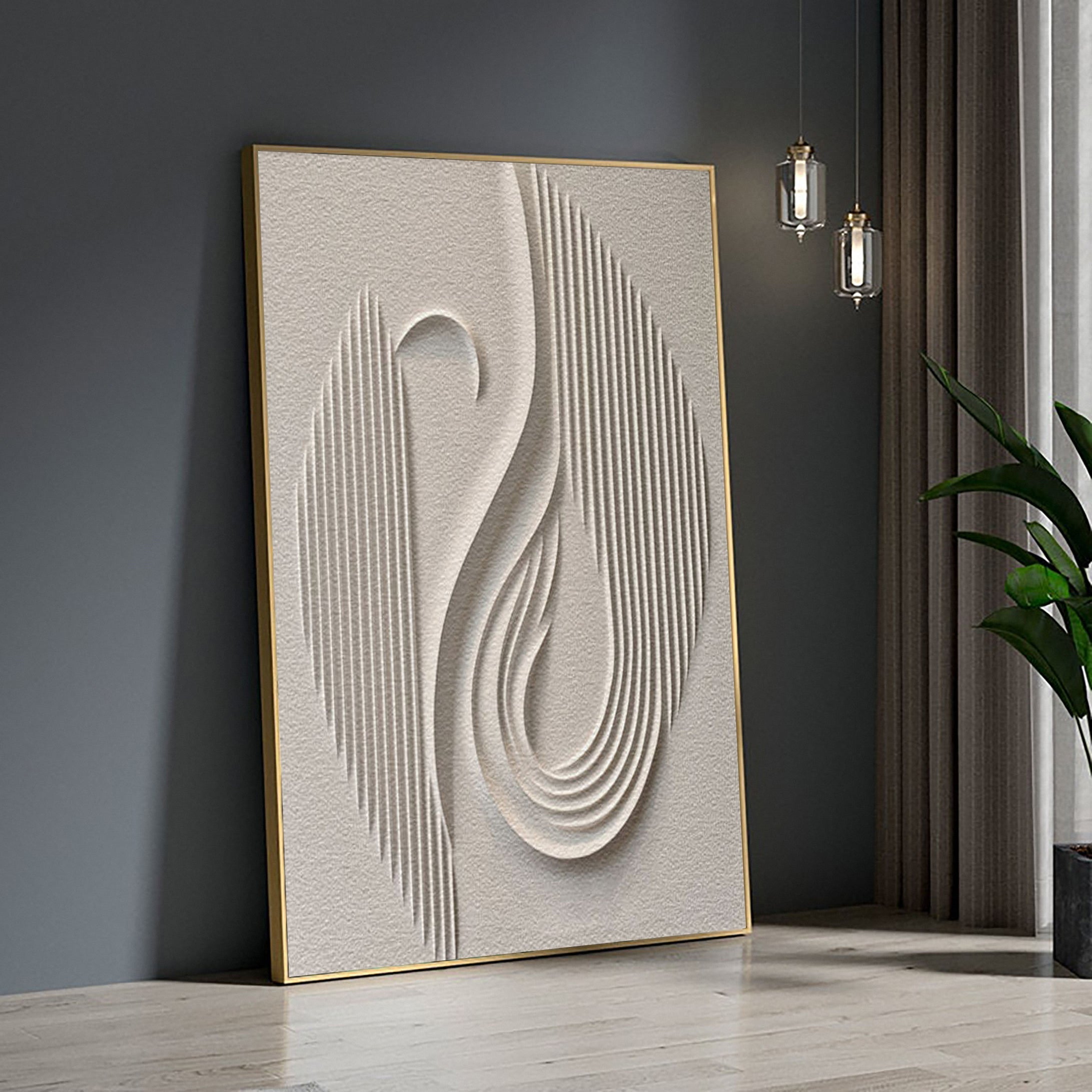 Large 3D Minimalist Abstract Canvas with Intricate Textured Design #BBM 025