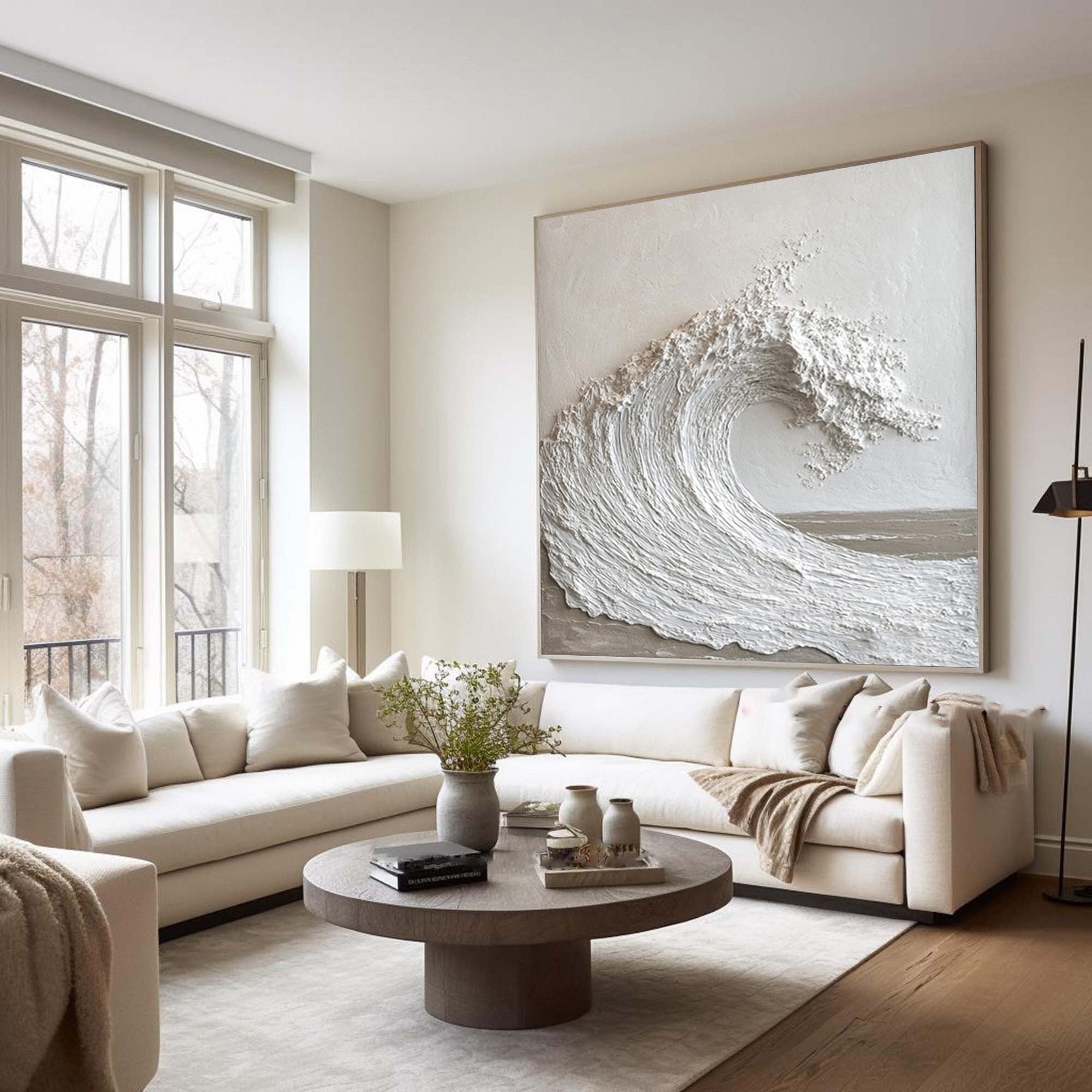 Modern Nature Inspired Wall Art Textured Wave Oil Painting #BBM 035