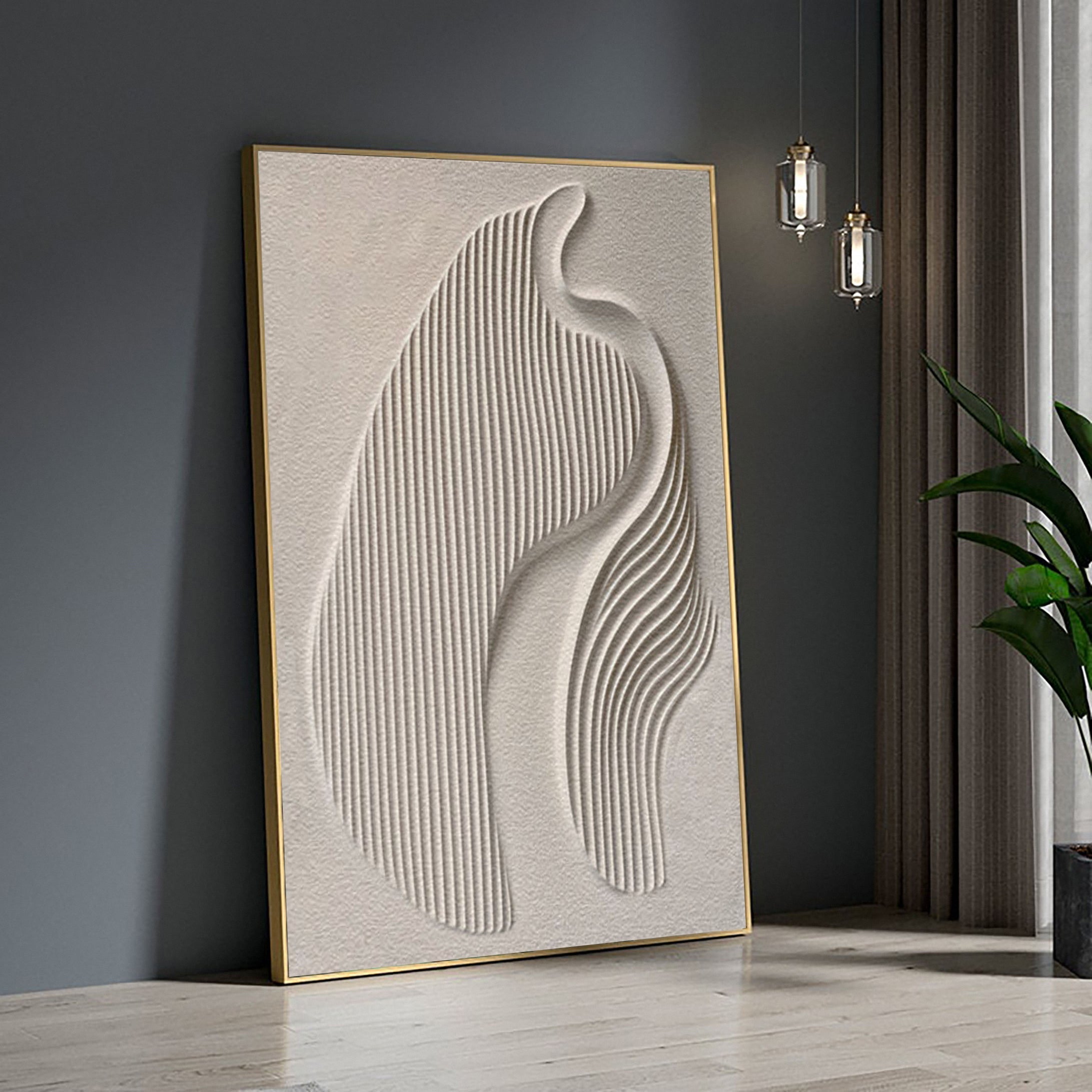 Large 3D Minimalist Abstract Canvas with Intricate Textured Design #BBM 024