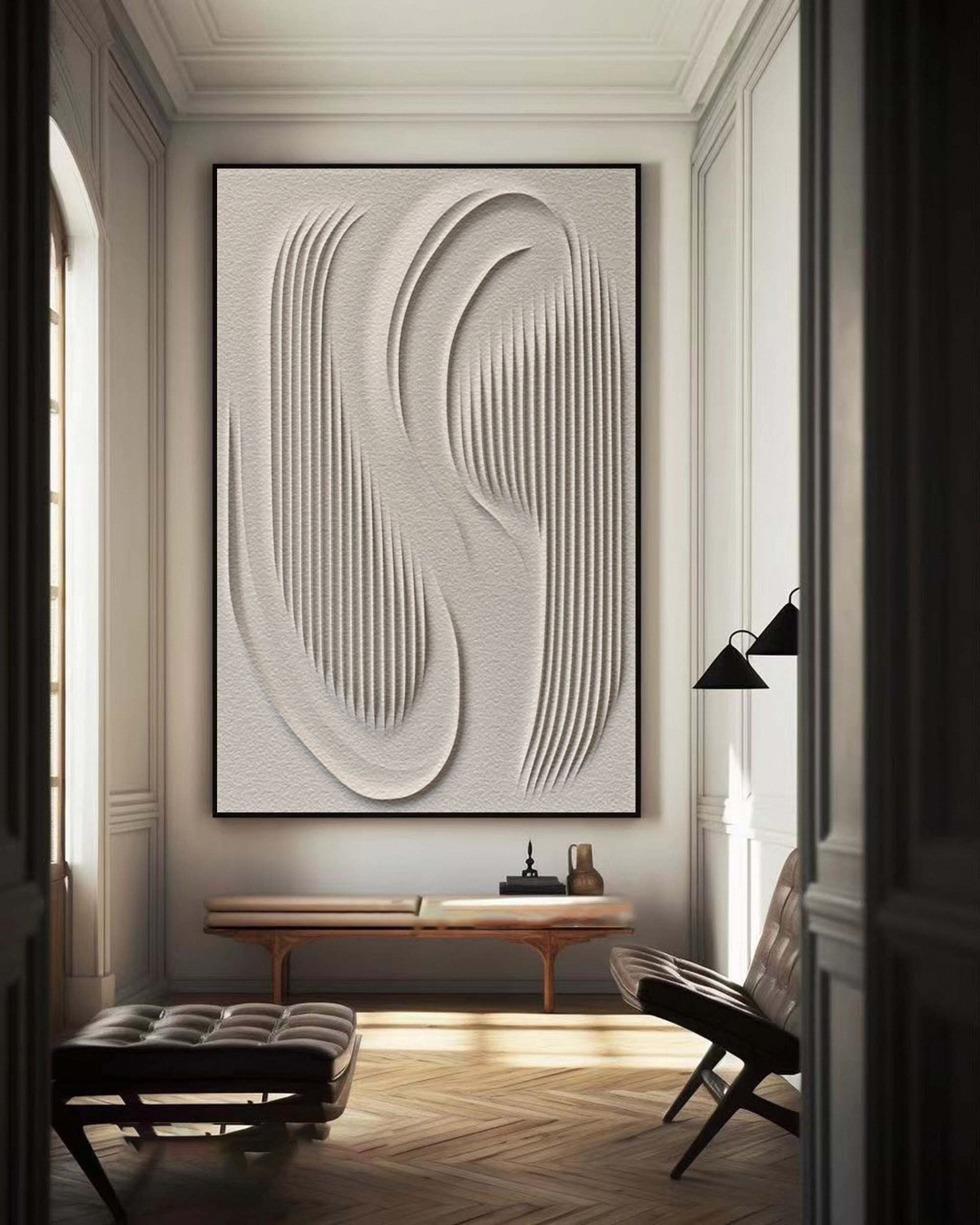 3D Textured Wall Art with Organic Waves in Minimalist Neutral Tones #BBM 023