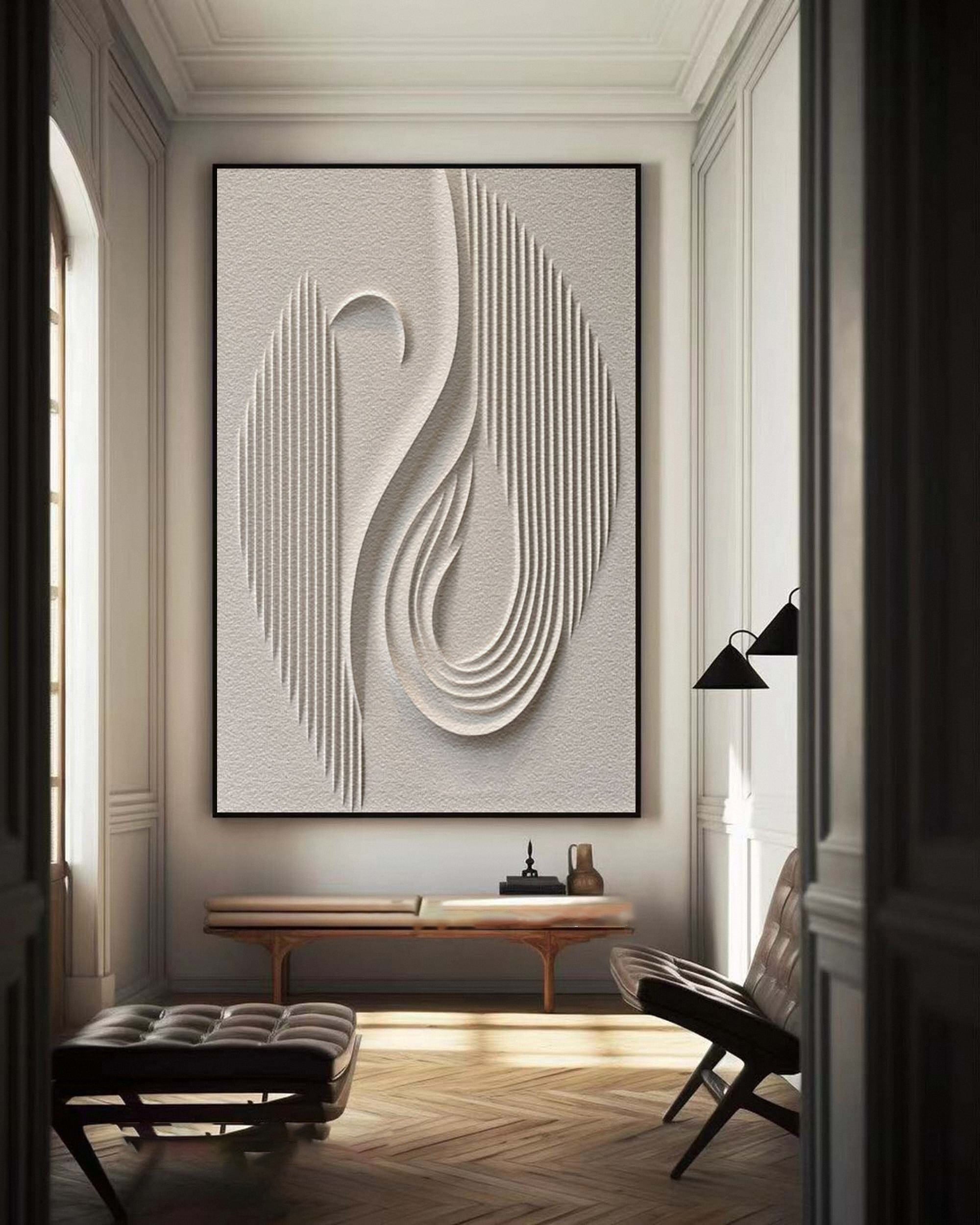 Large 3D Minimalist Abstract Canvas with Intricate Textured Design #BBM 025