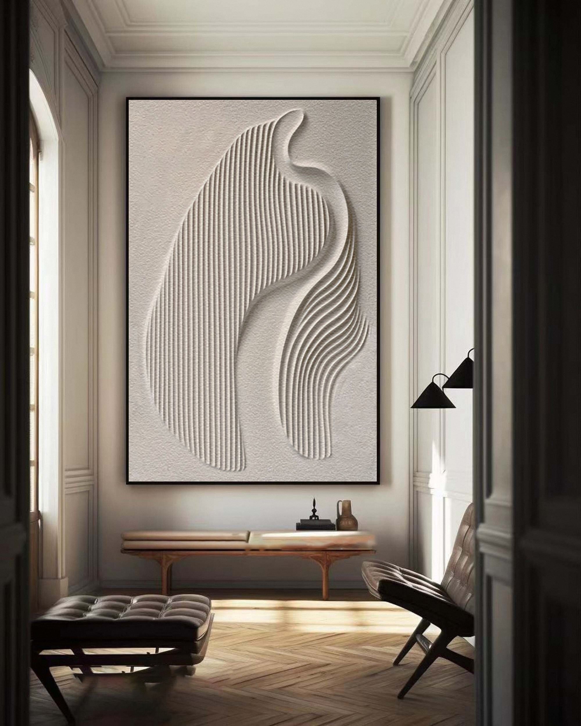 Large 3D Minimalist Abstract Canvas with Intricate Textured Design #BBM 024