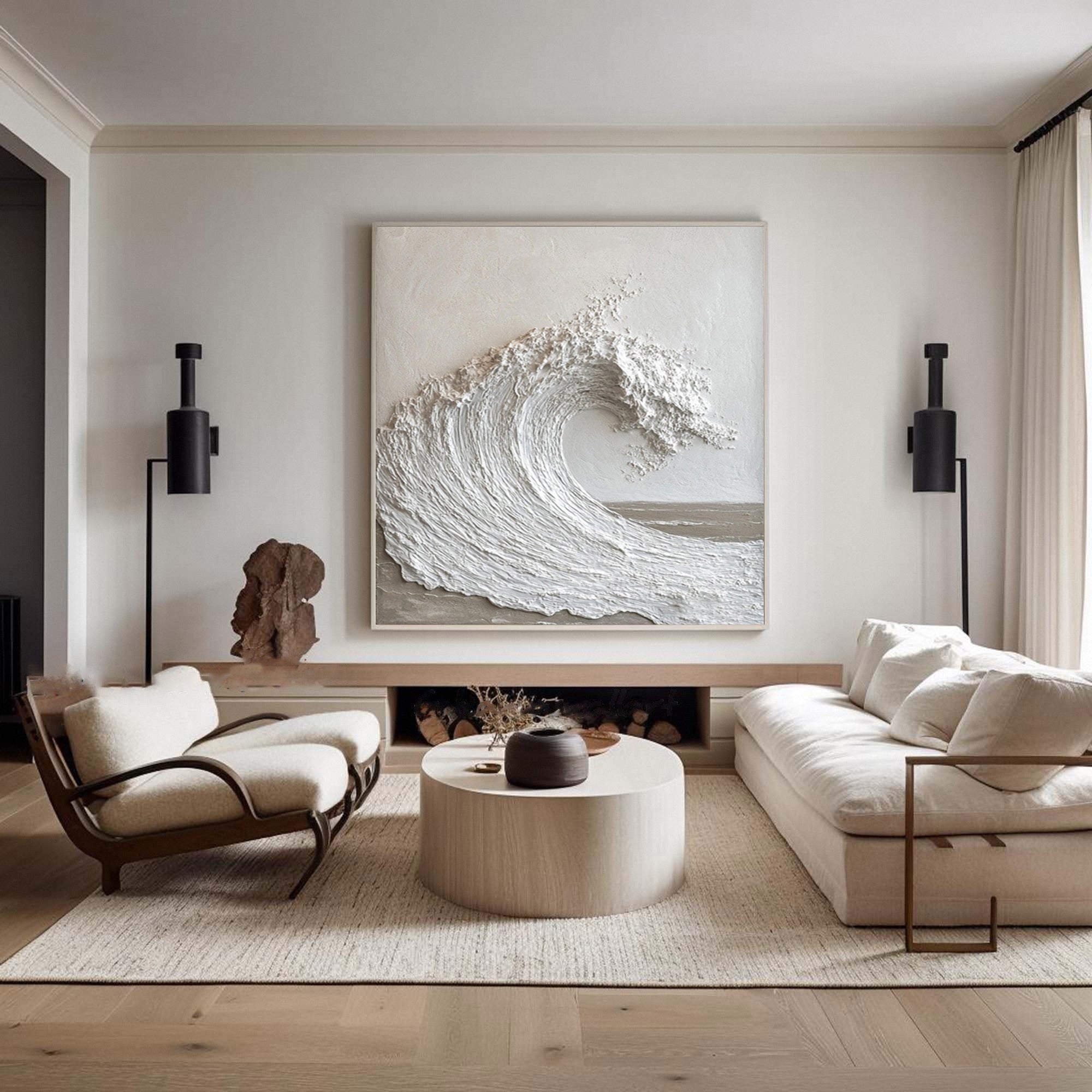 Modern Nature Inspired Wall Art Textured Wave Oil Painting #BBM 035