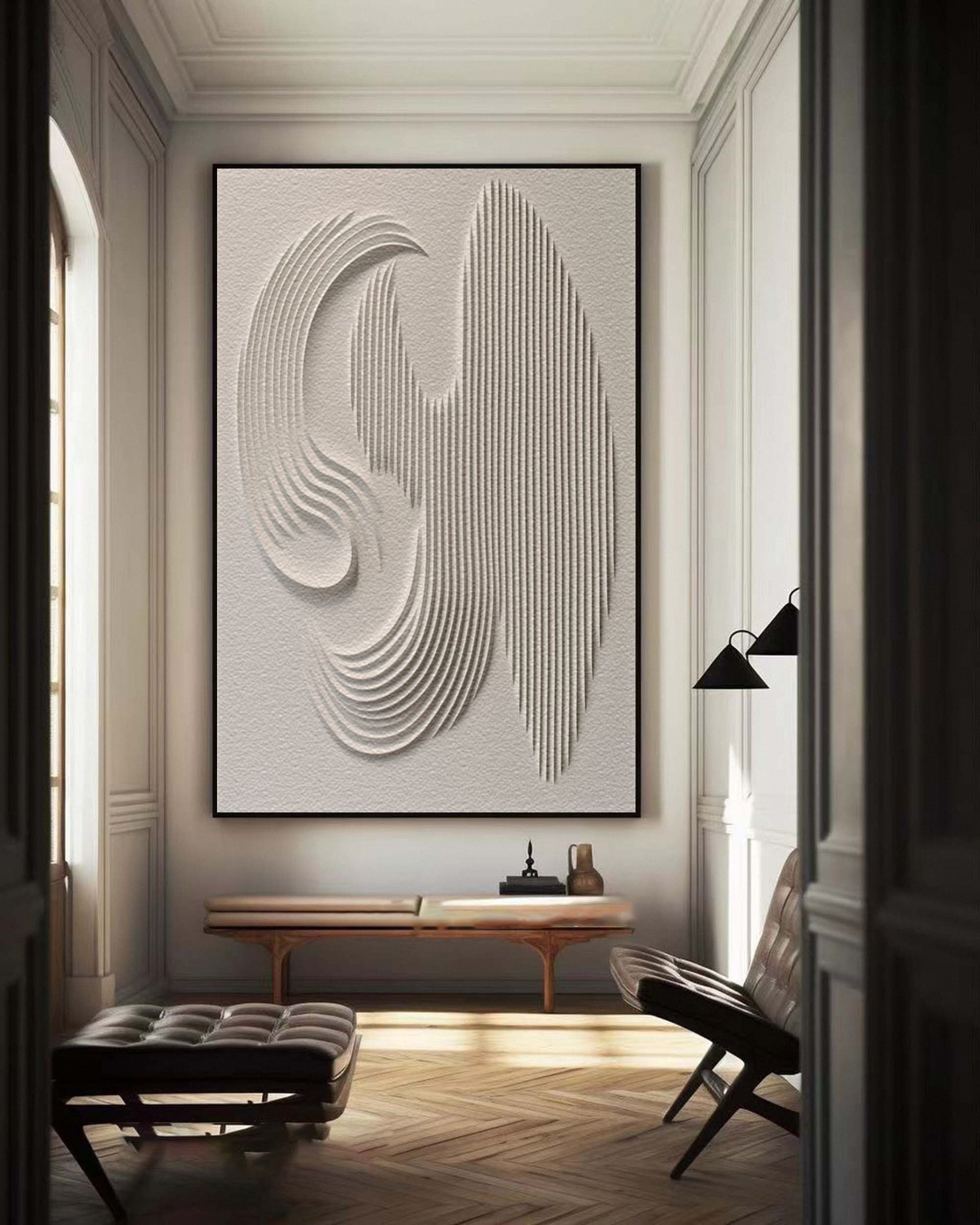 3D Textured Wall Art with Organic Waves in Minimalist Neutral Tones #BBM 022