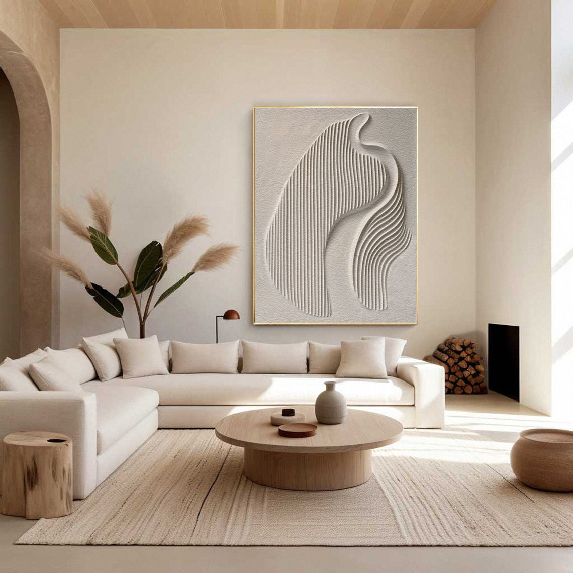 Large 3D Minimalist Abstract Canvas with Intricate Textured Design #BBM 024