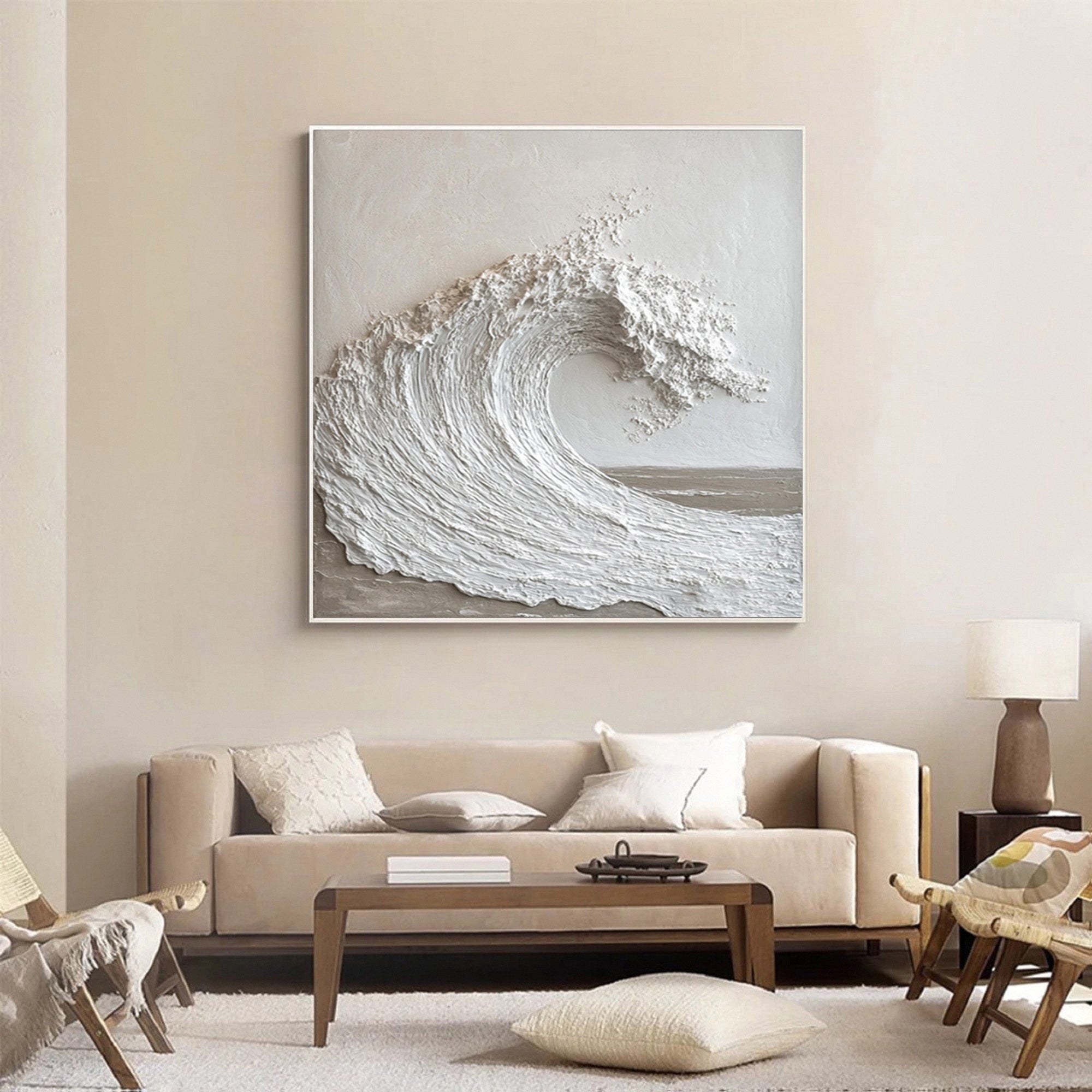 Modern Nature Inspired Wall Art Textured Wave Oil Painting #BBM 035