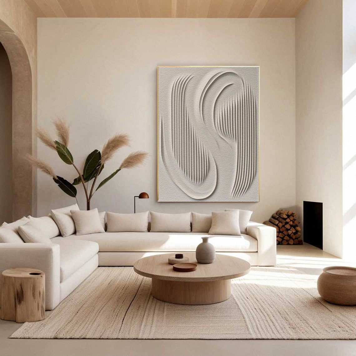 3D Textured Wall Art with Organic Waves in Minimalist Neutral Tones #BBM 023