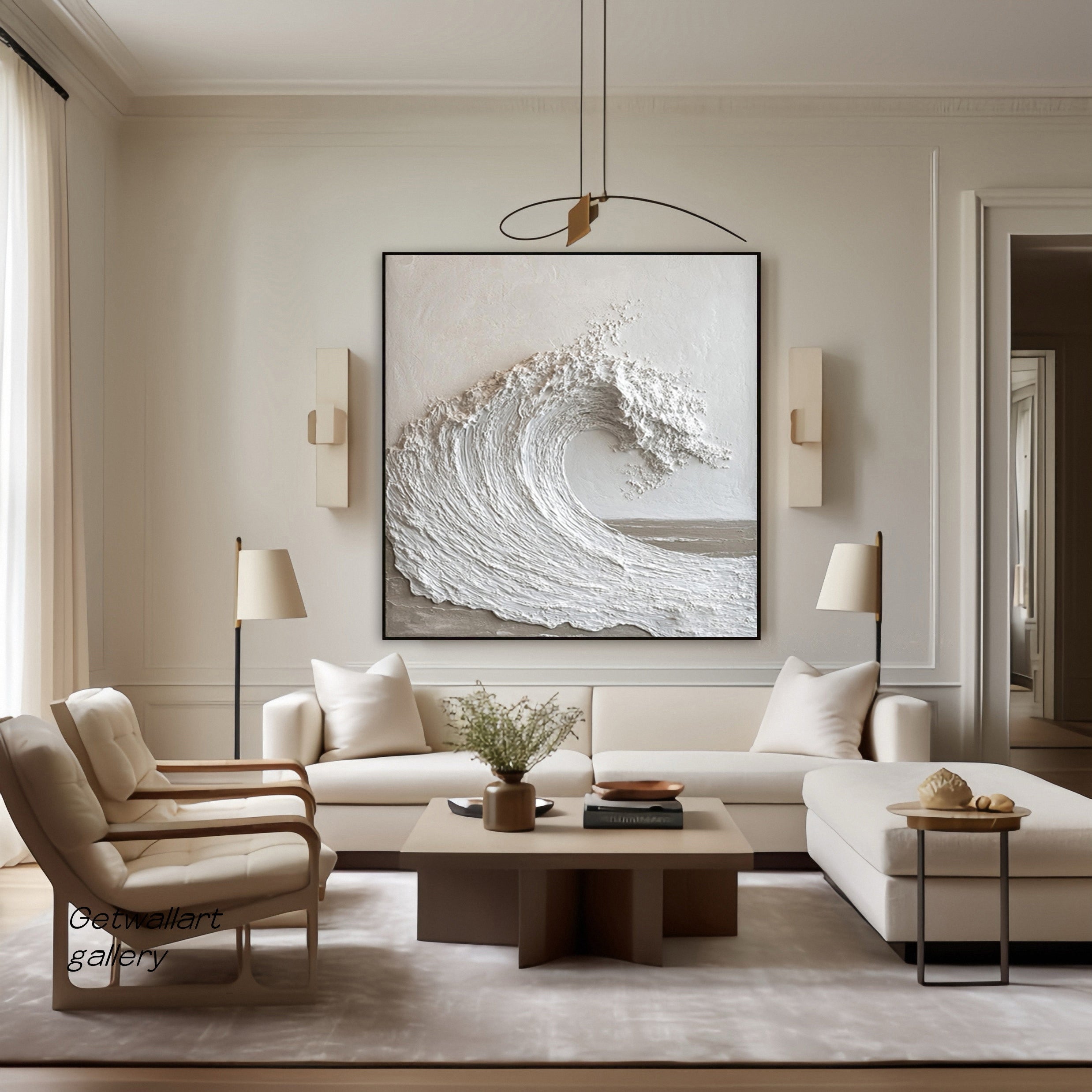 Modern Nature Inspired Wall Art Textured Wave Oil Painting #BBM 035