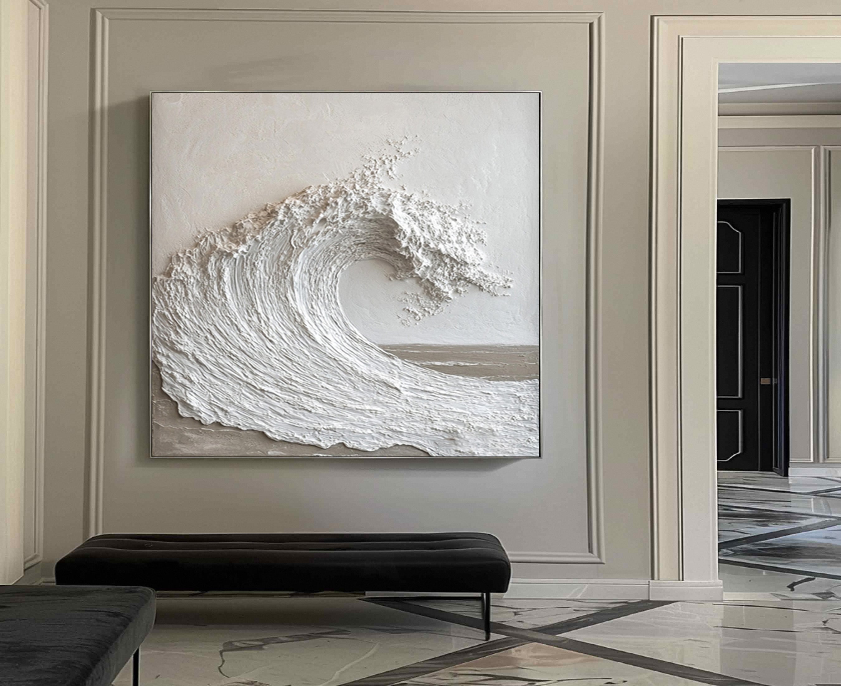 Modern Nature Inspired Wall Art Textured Wave Oil Painting #BBM 035