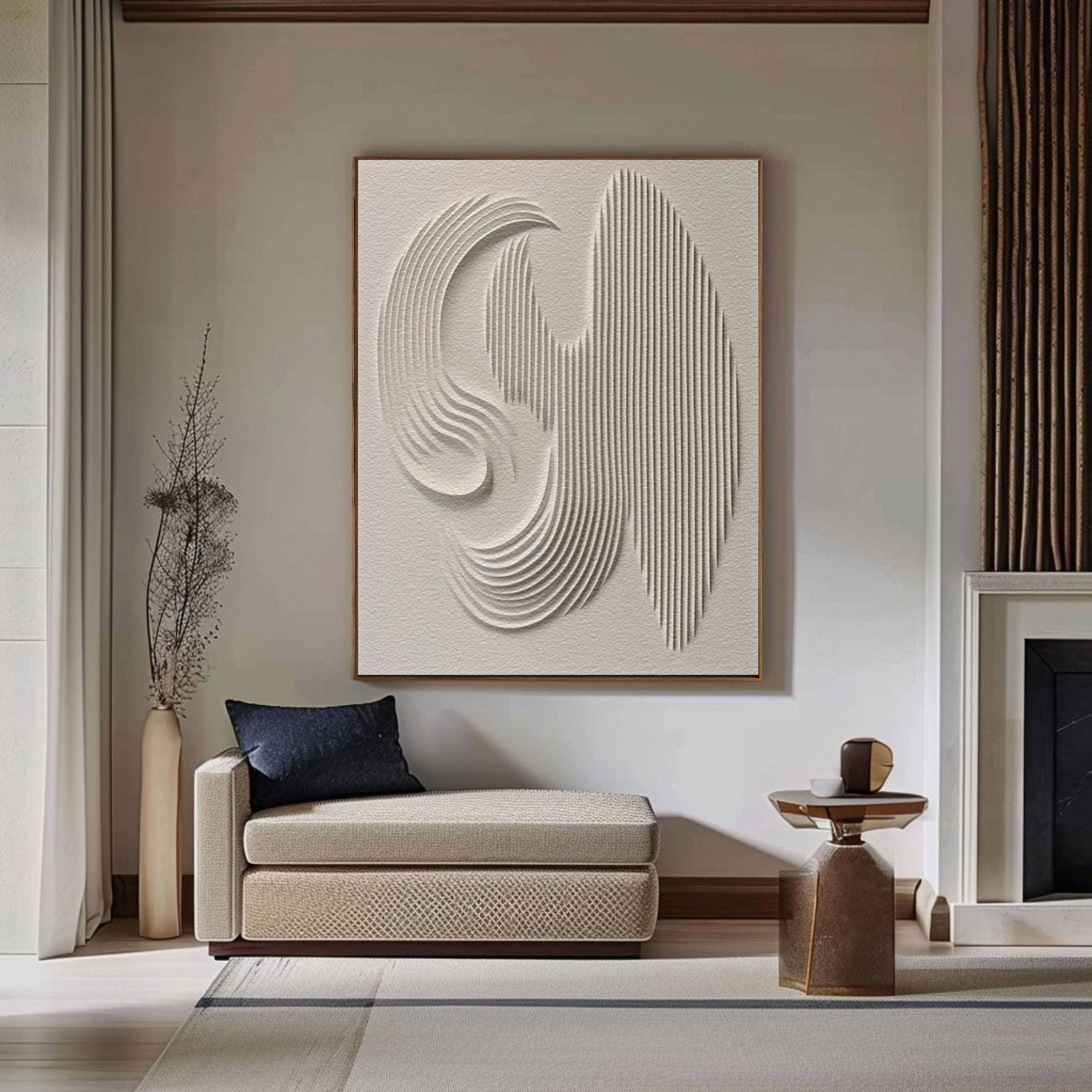 3D Textured Wall Art with Organic Waves in Minimalist Neutral Tones #BBM 022