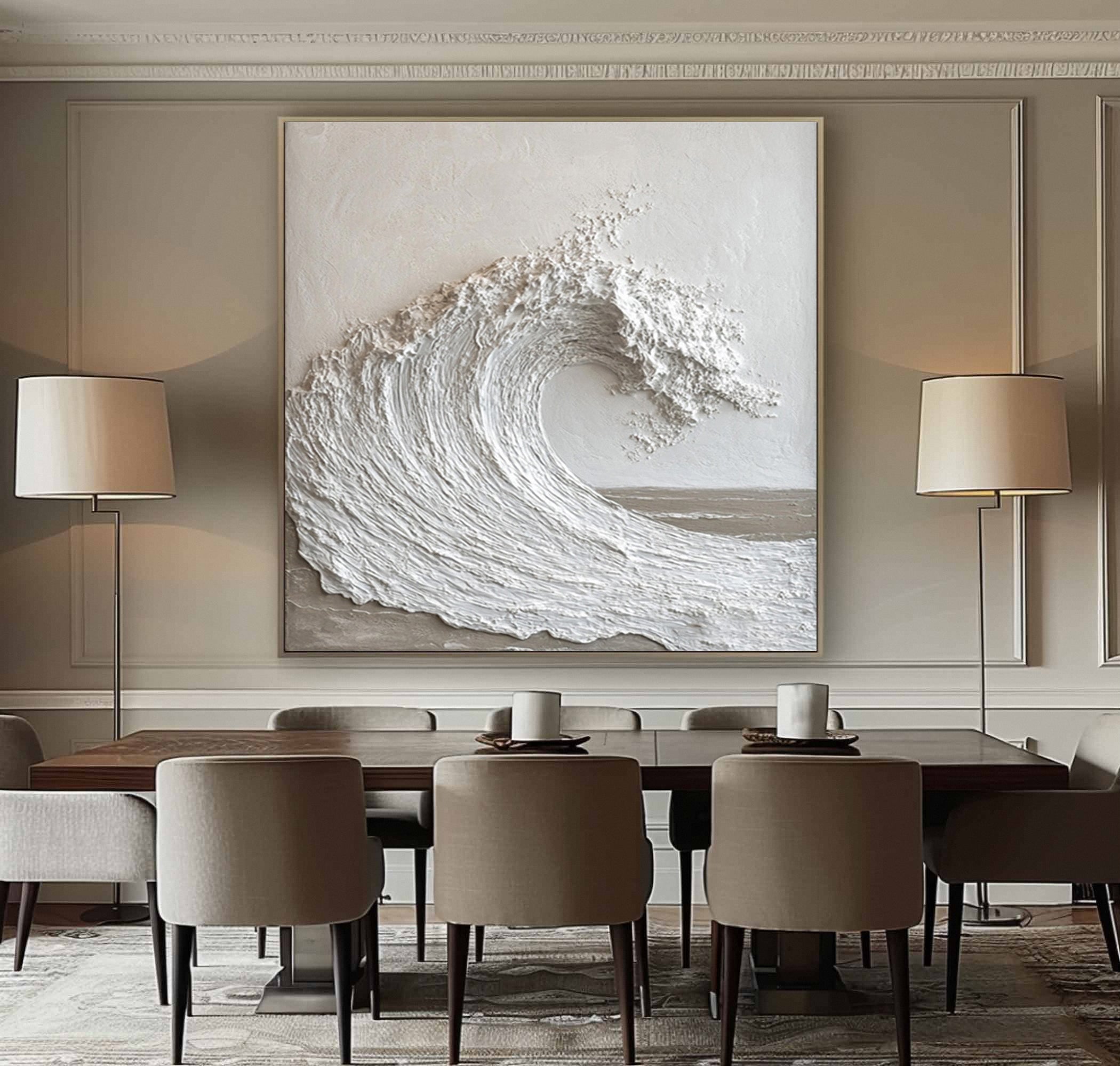 Modern Nature Inspired Wall Art Textured Wave Oil Painting #BBM 035