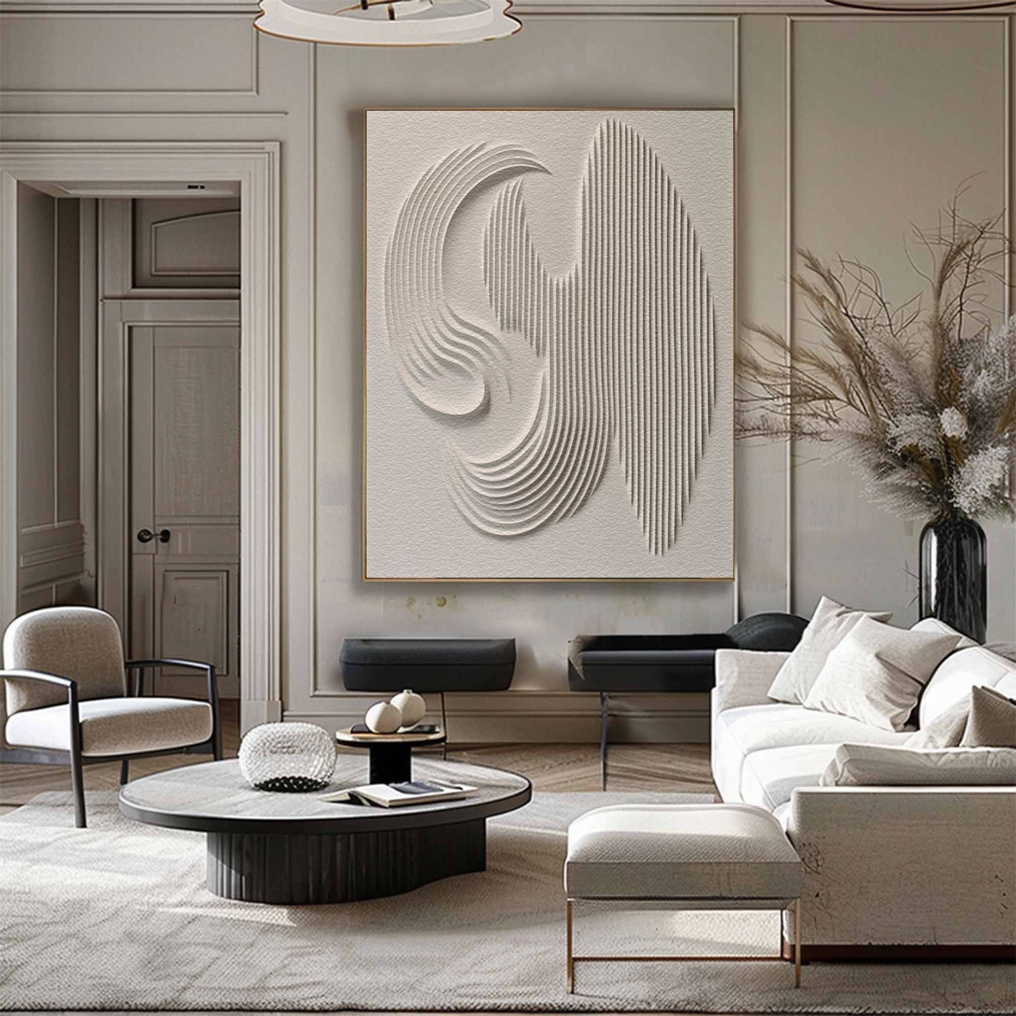 3D Textured Wall Art with Organic Waves in Minimalist Neutral Tones #BBM 022