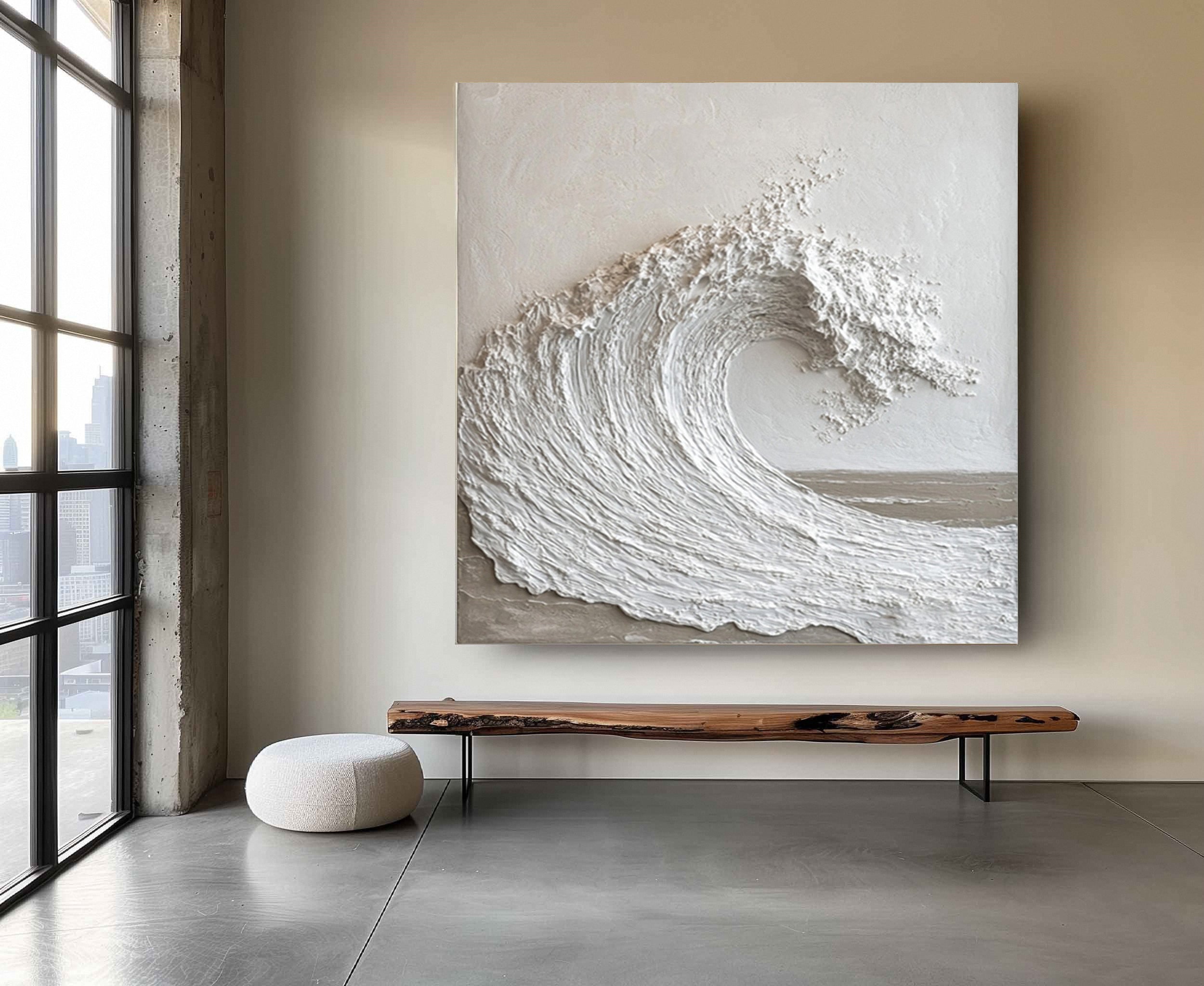 Modern Nature Inspired Wall Art Textured Wave Oil Painting #BBM 035