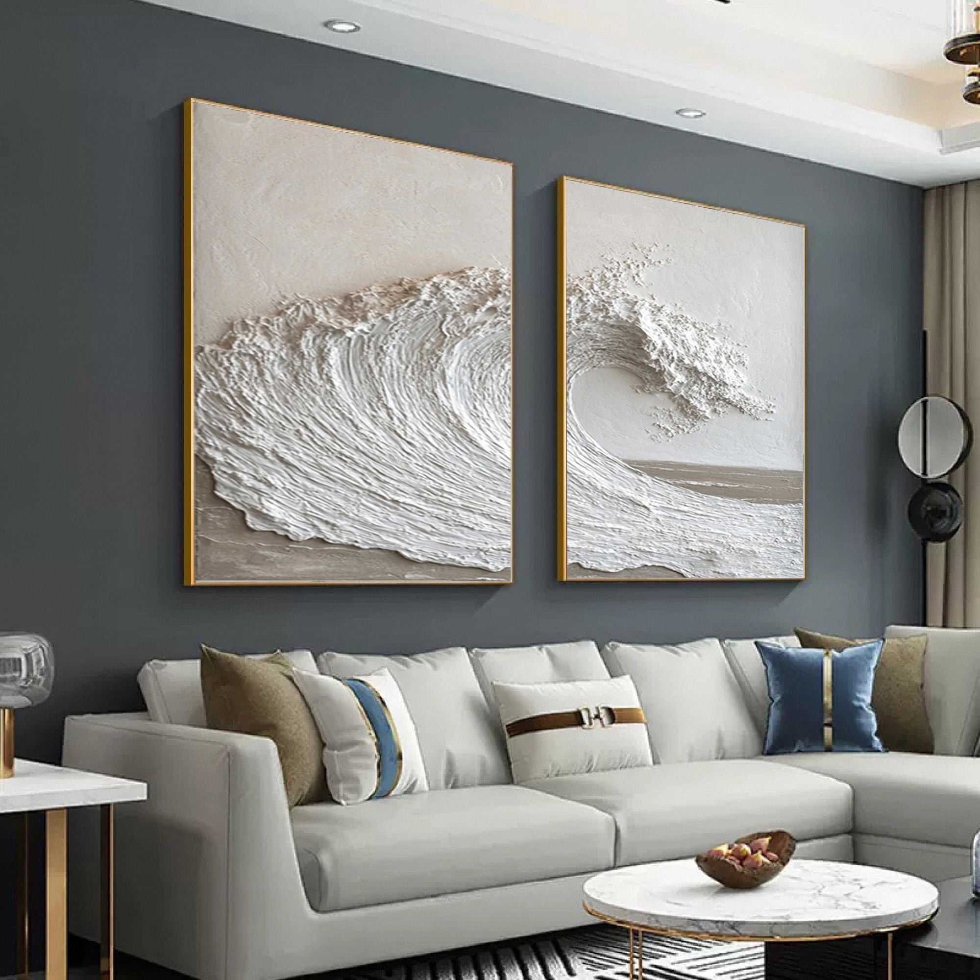 Textured Ocean Wave Art 3D Oil Painting for Modern Home Decor #BBS 011