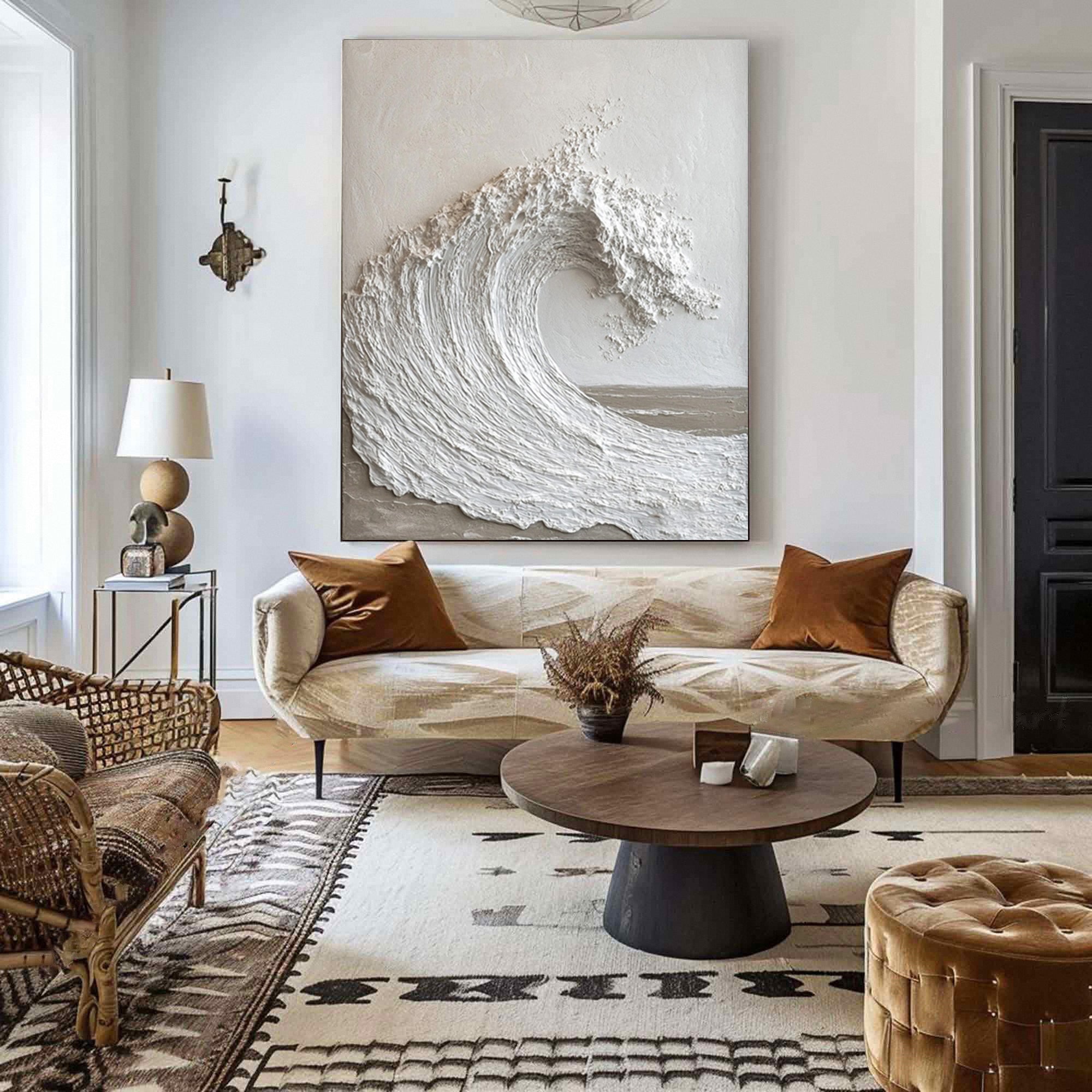 Textured Ocean Wave Art 3D Oil Painting for Modern Home Decor #BBM 036