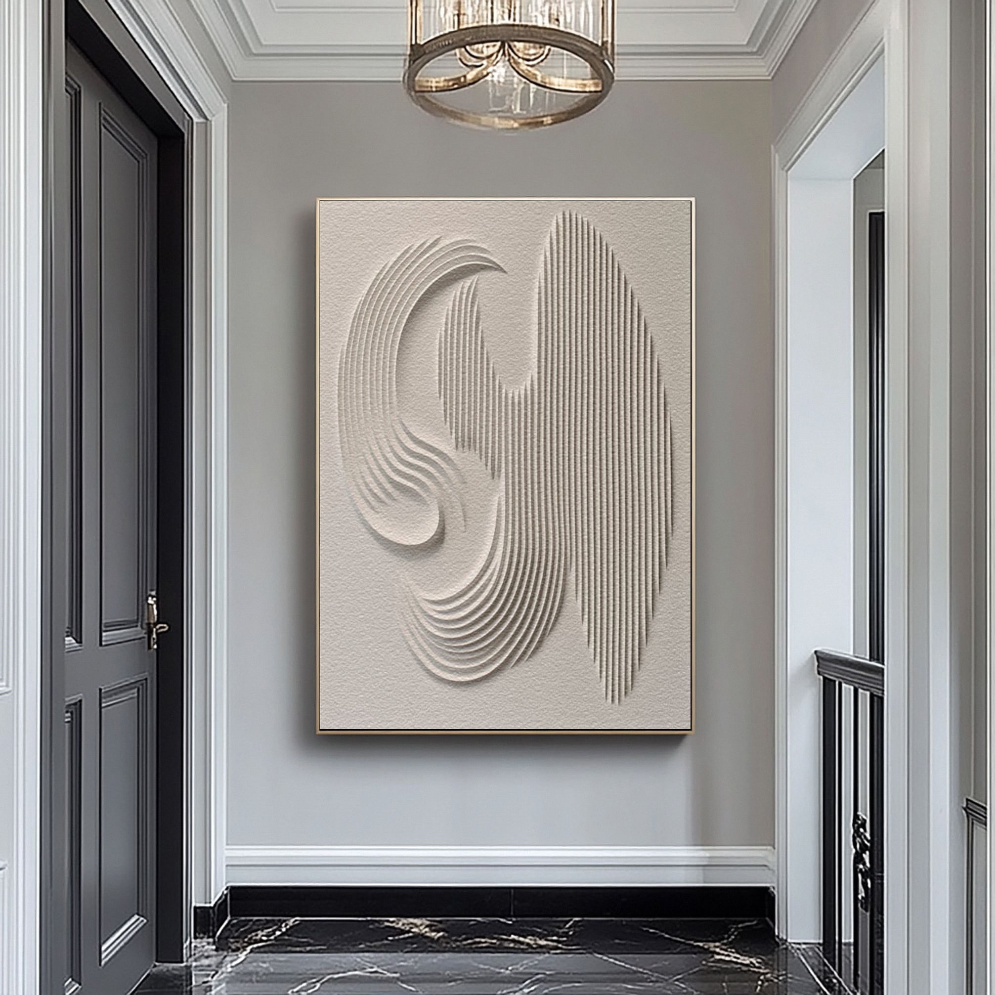 3D Textured Wall Art with Organic Waves in Minimalist Neutral Tones #BBM 022