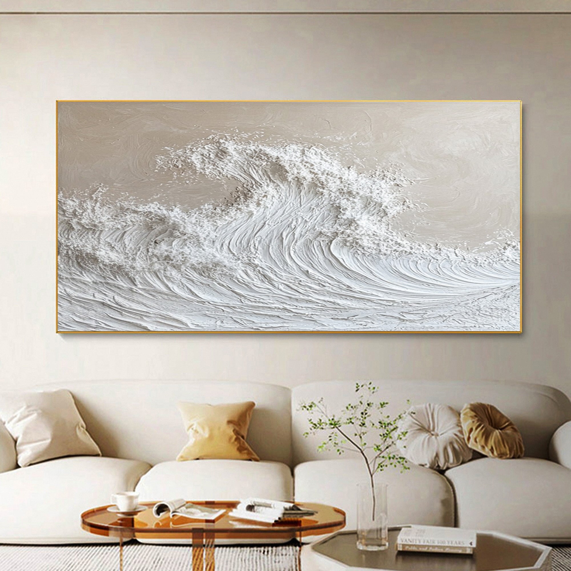 Modern Nature Inspired Wall Art Textured Wave Oil Painting #BBM 031