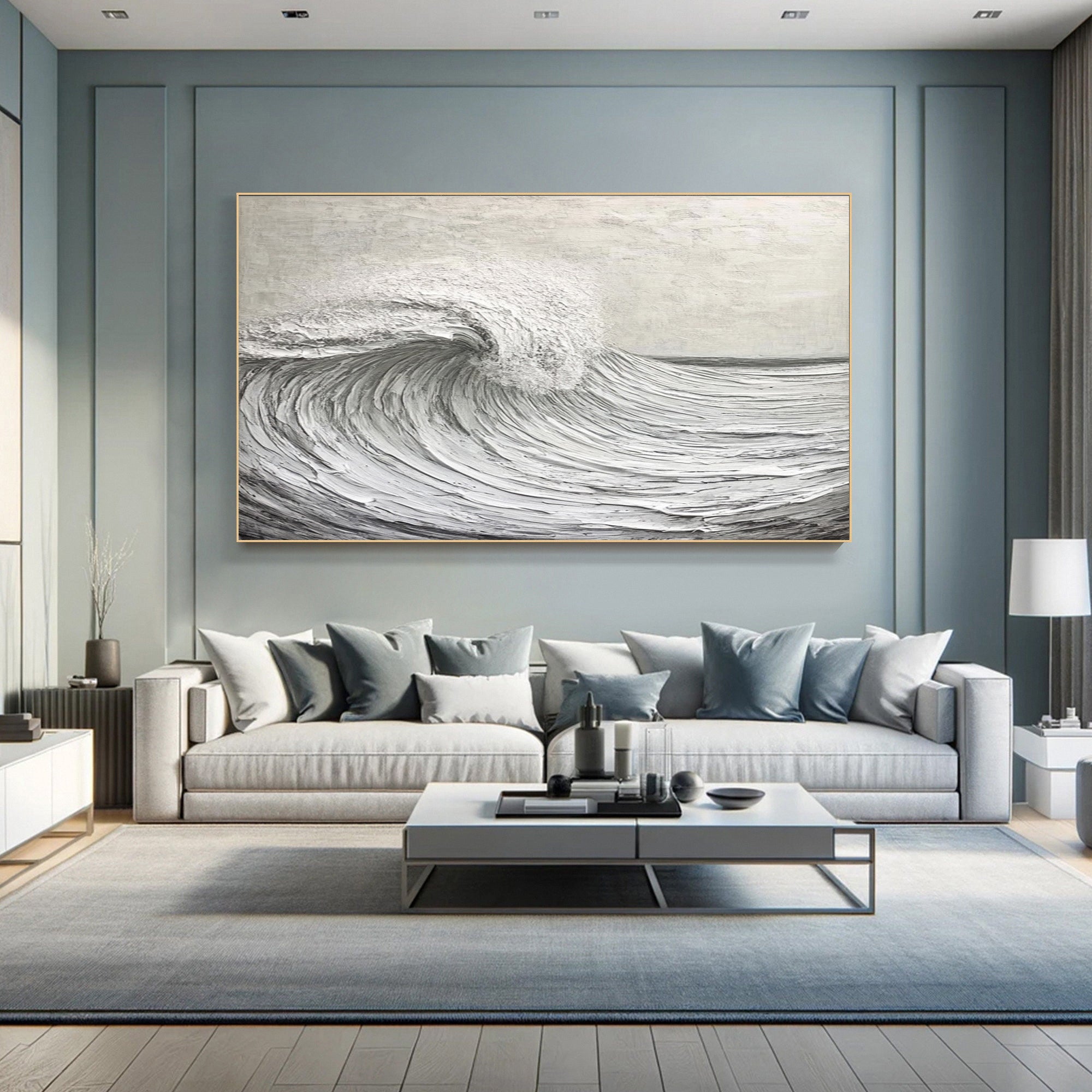 Modern Nature Inspired Wall Art Textured Wave Oil Painting #BBM 032