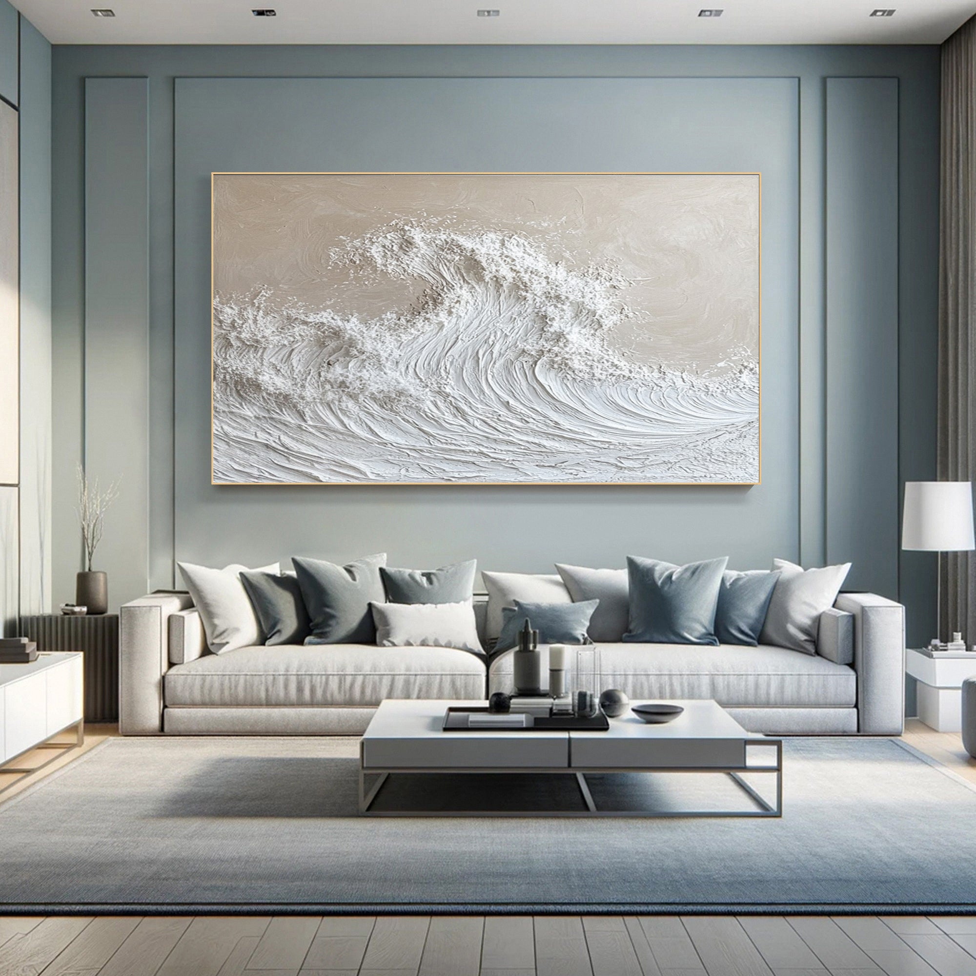 Modern Nature Inspired Wall Art Textured Wave Oil Painting #BBM 031