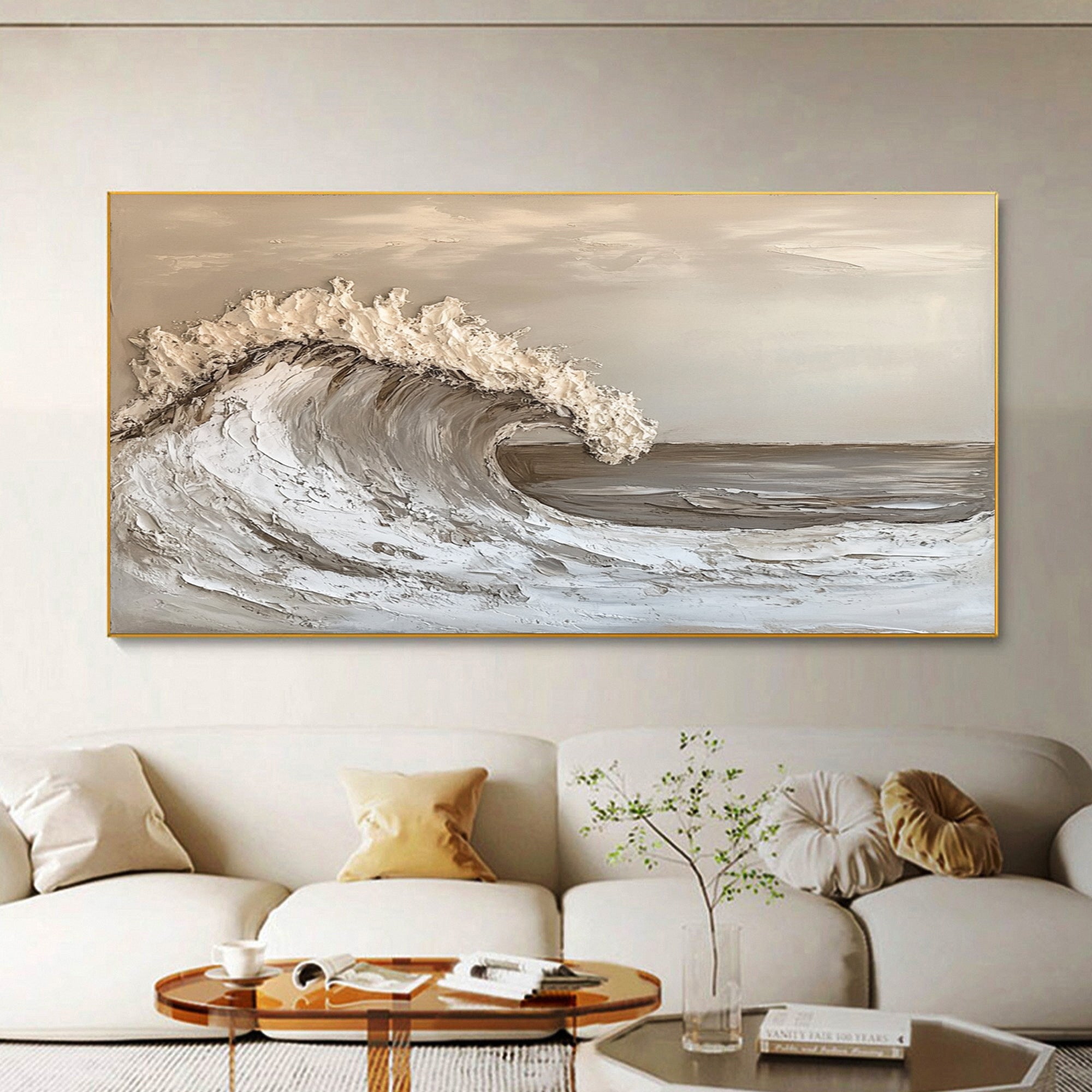 Modern Nature Inspired Wall Art Textured Wave Oil Painting #BBM 033