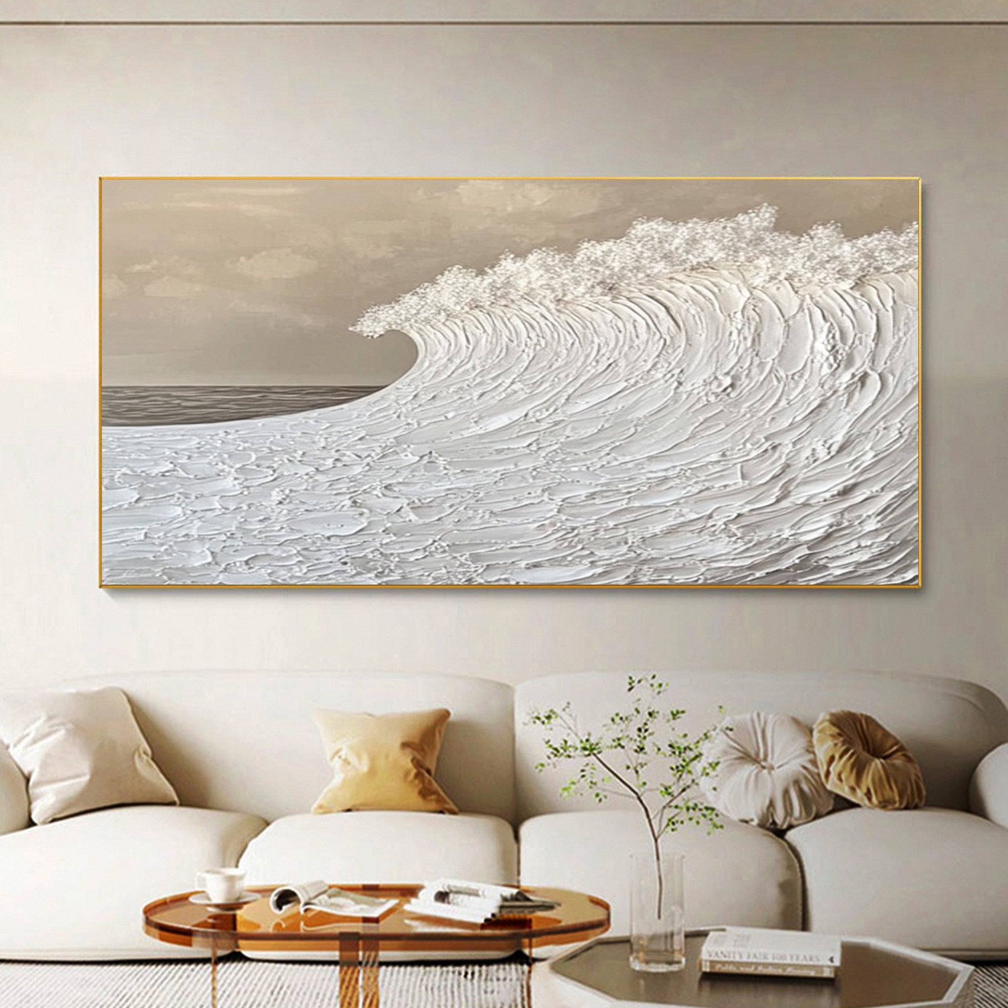 Modern Nature Inspired Wall Art Textured Wave Oil Painting #BBM 034