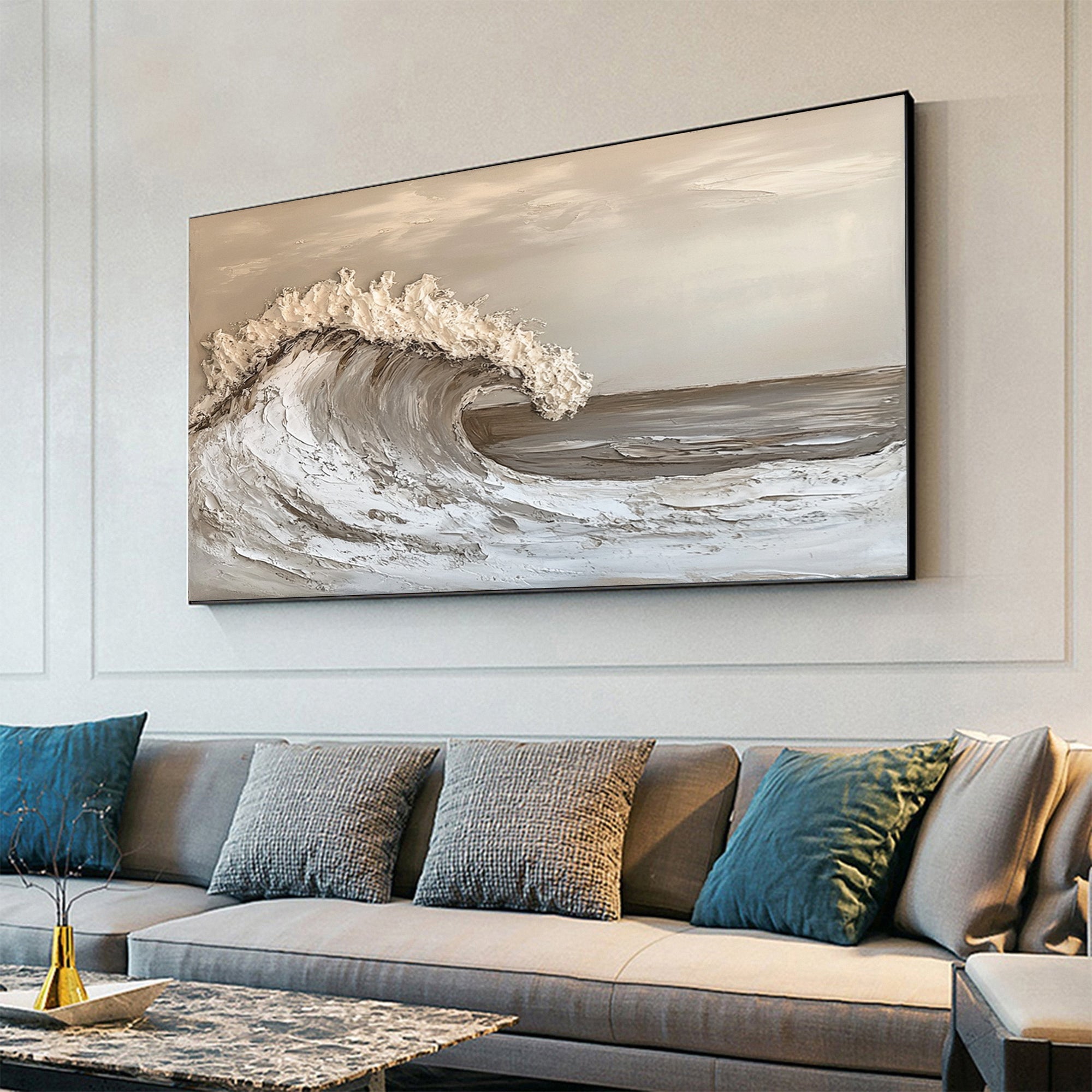 Modern Nature Inspired Wall Art Textured Wave Oil Painting #BBM 033