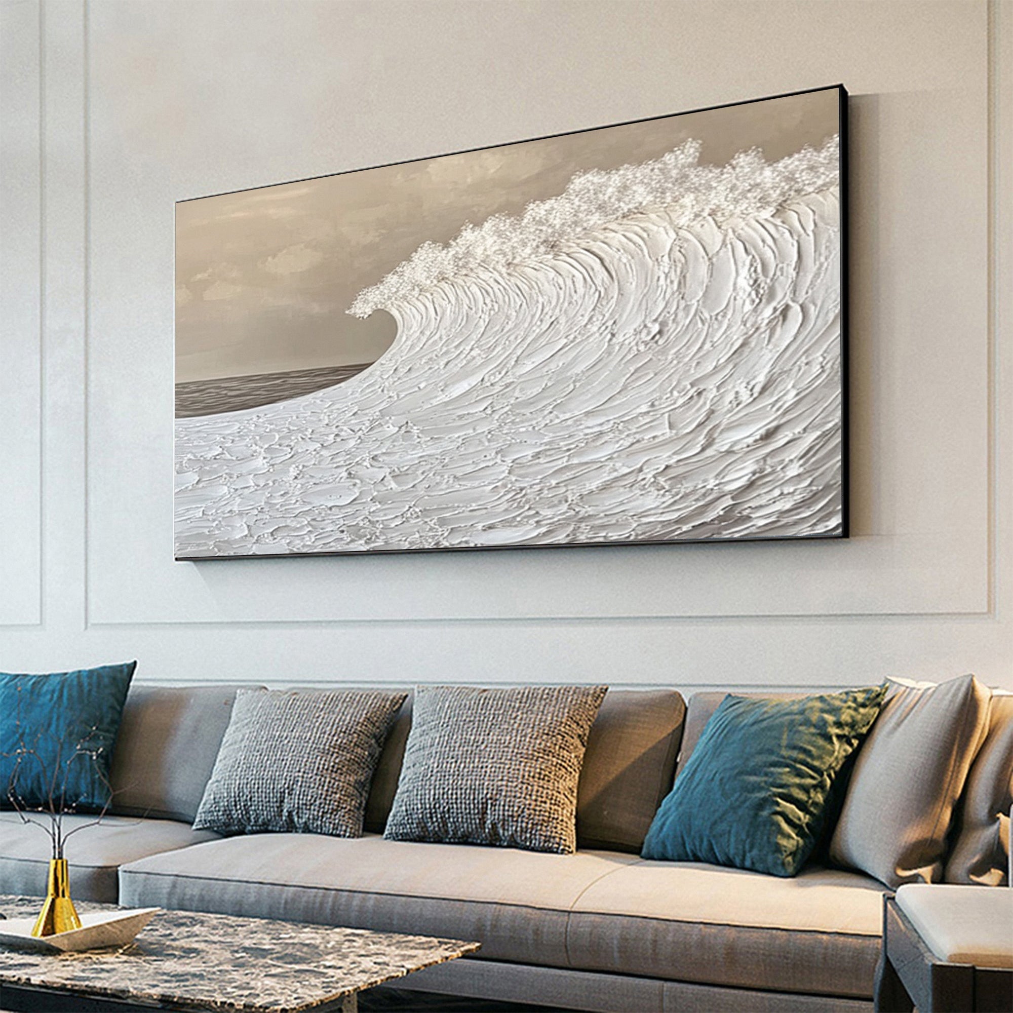 Modern Nature Inspired Wall Art Textured Wave Oil Painting #BBM 034