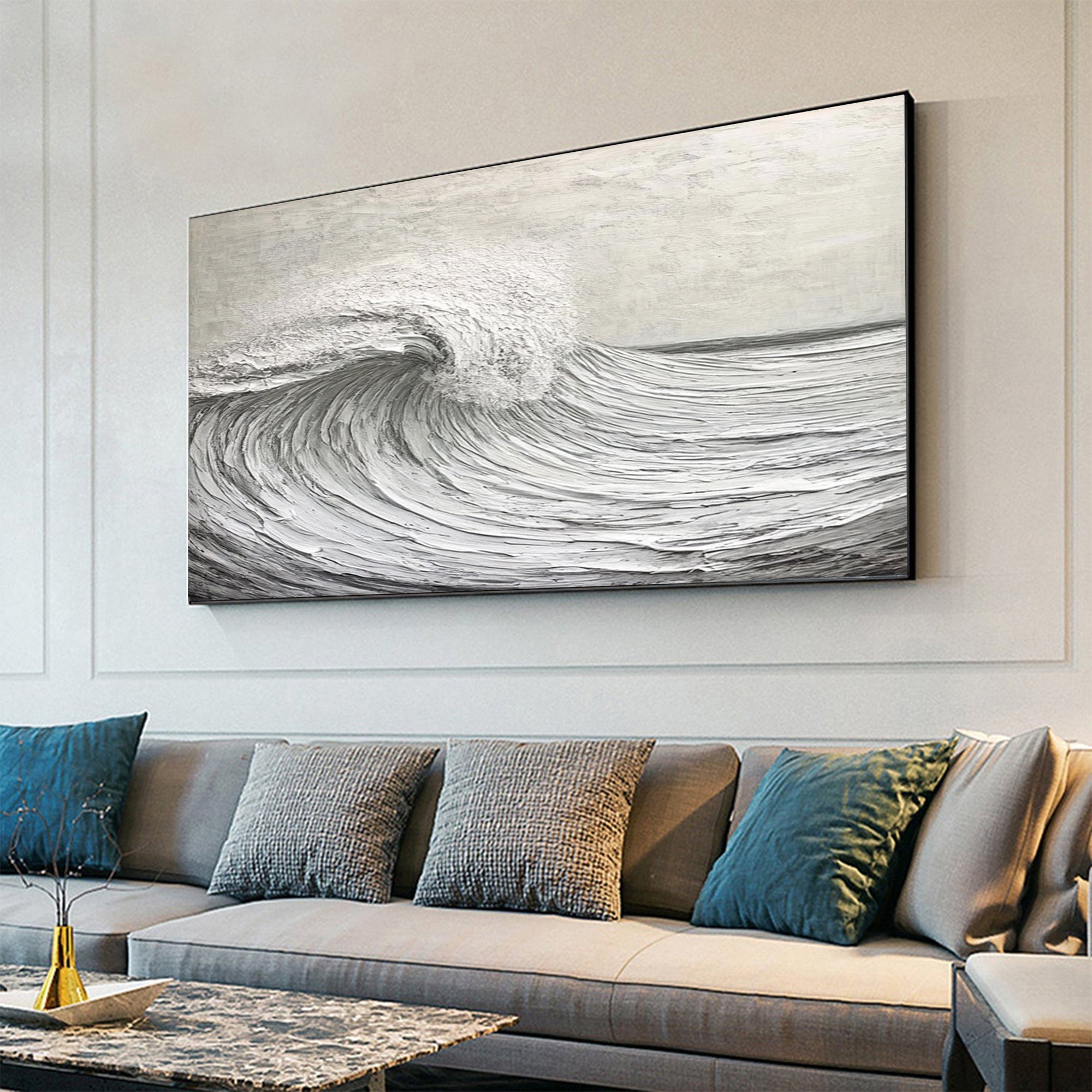 Modern Nature Inspired Wall Art Textured Wave Oil Painting #BBM 032