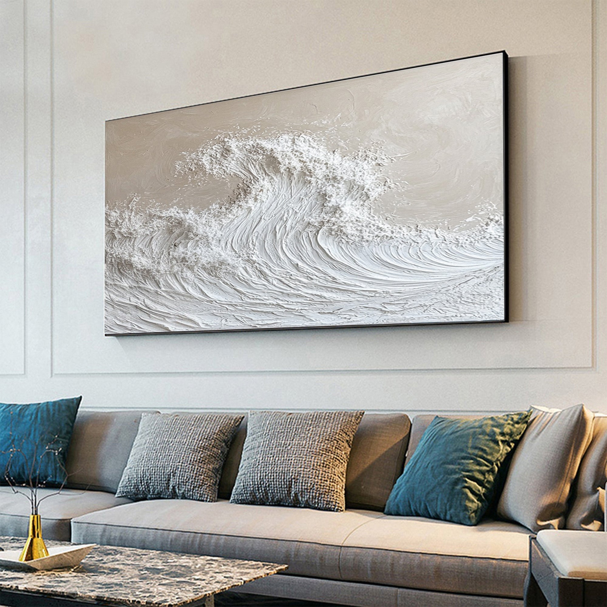 Modern Nature Inspired Wall Art Textured Wave Oil Painting #BBM 031