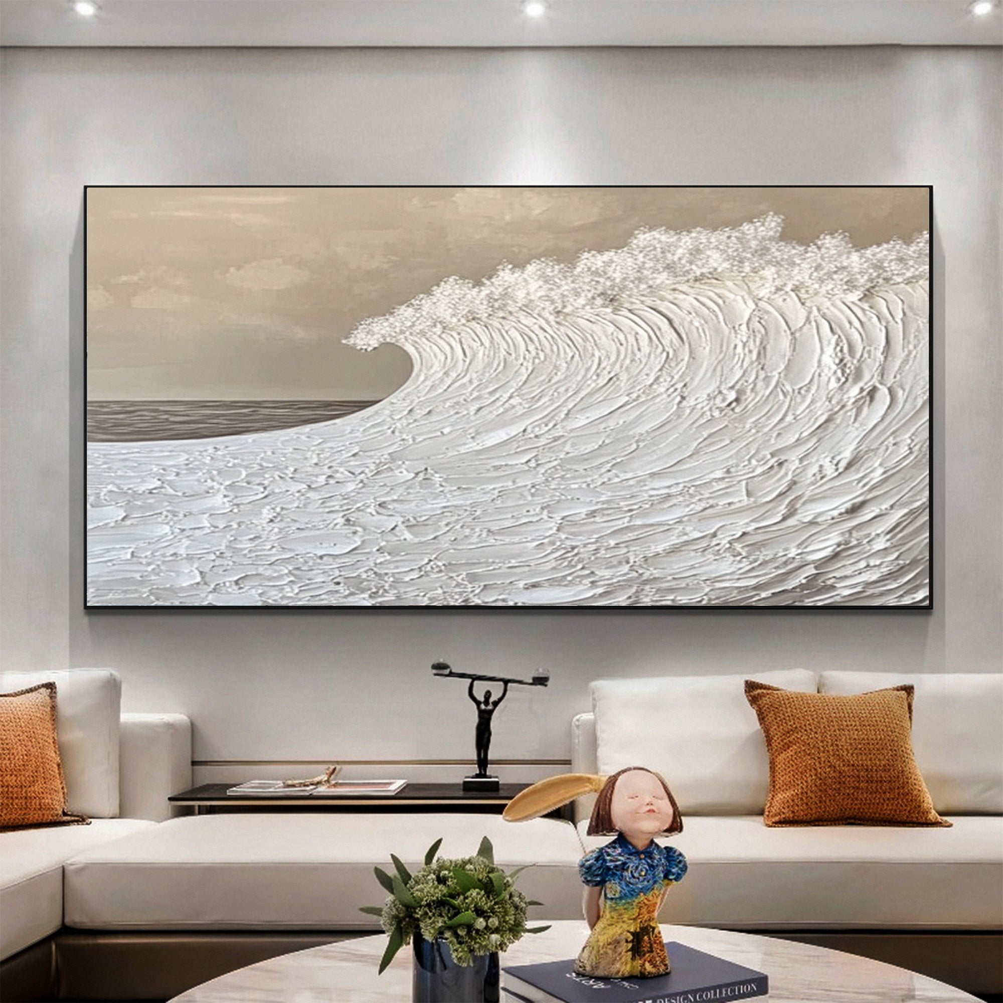 Modern Nature Inspired Wall Art Textured Wave Oil Painting #BBM 034