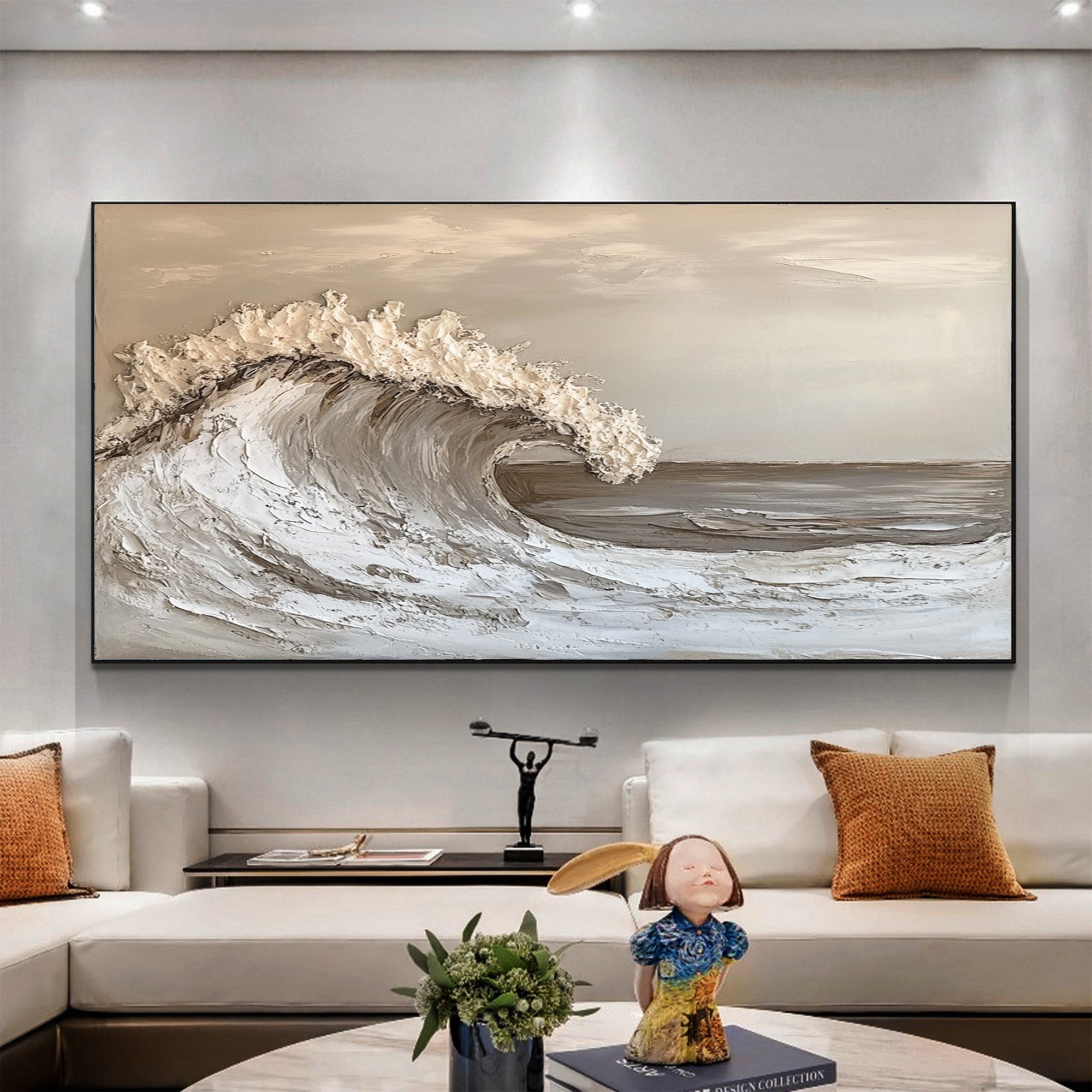 Modern Nature Inspired Wall Art Textured Wave Oil Painting #BBM 033