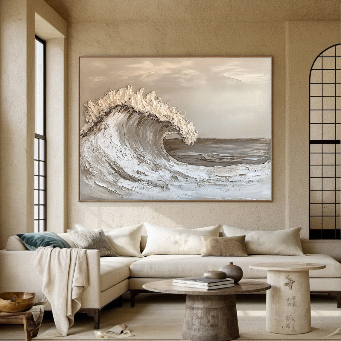 Modern Nature Inspired Wall Art Textured Wave Oil Painting #BBM 033