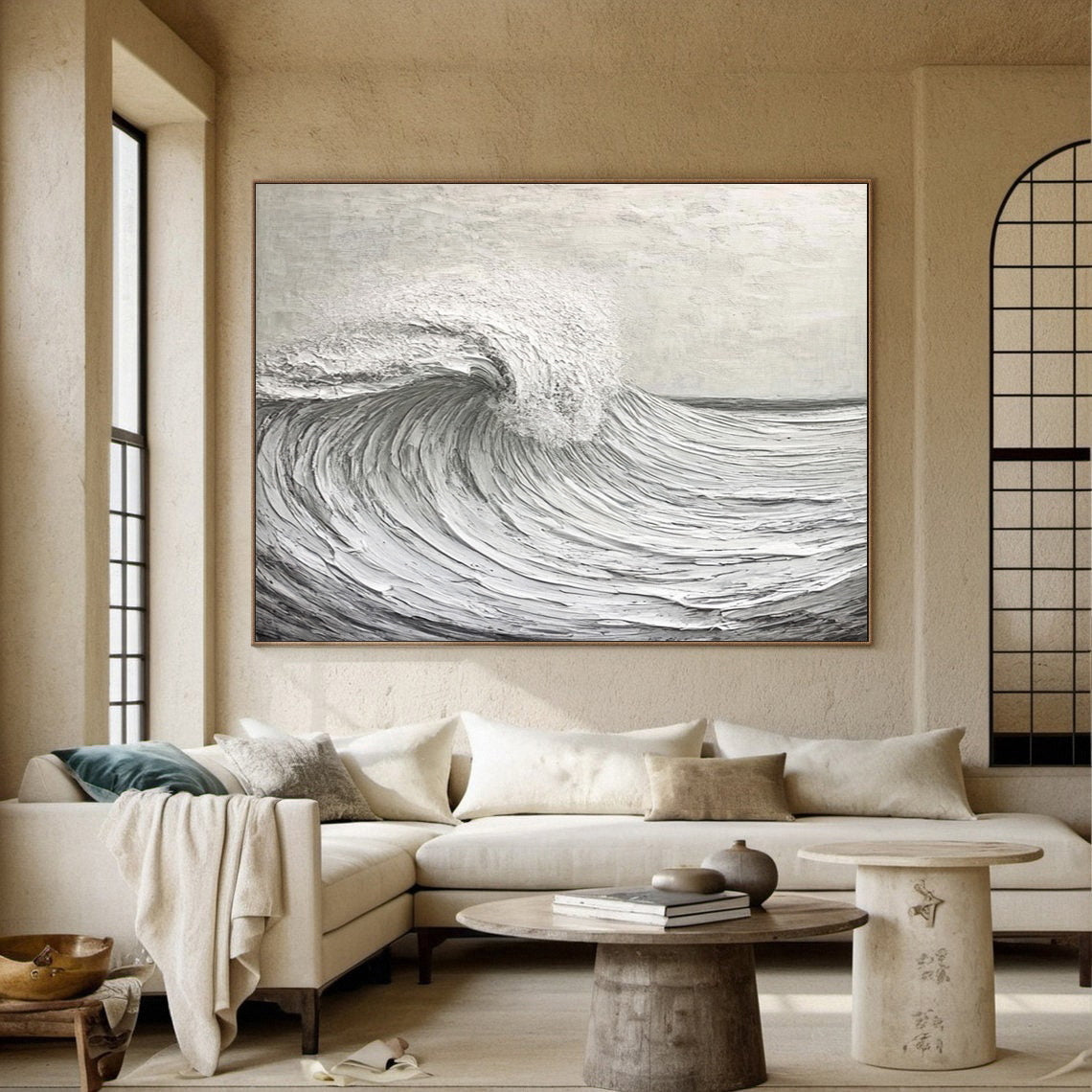 Modern Nature Inspired Wall Art Textured Wave Oil Painting #BBM 032