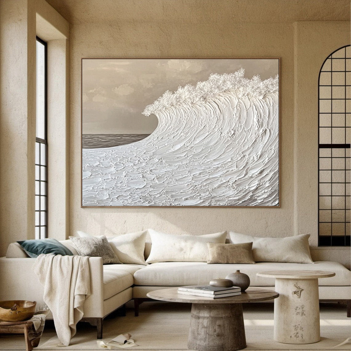 Modern Nature Inspired Wall Art Textured Wave Oil Painting #BBM 034