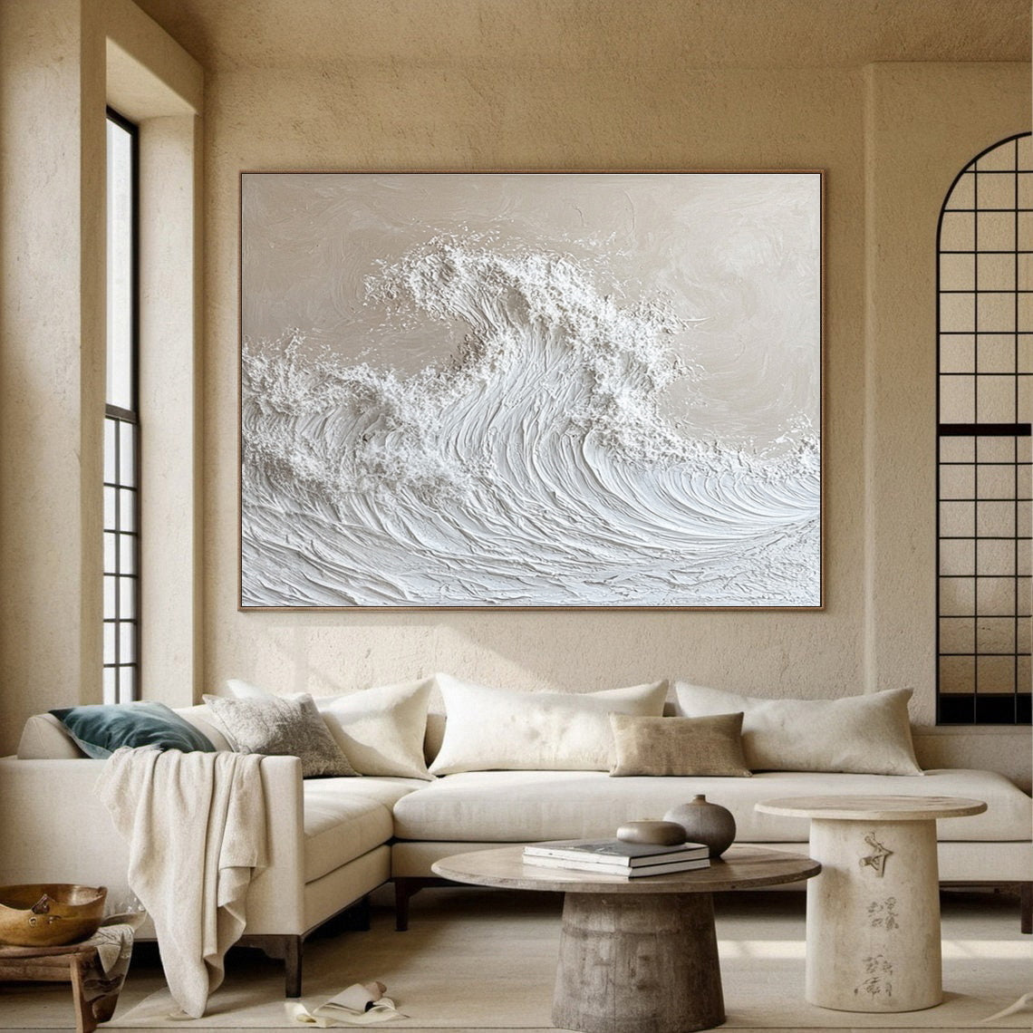 Modern Nature Inspired Wall Art Textured Wave Oil Painting #BBM 031