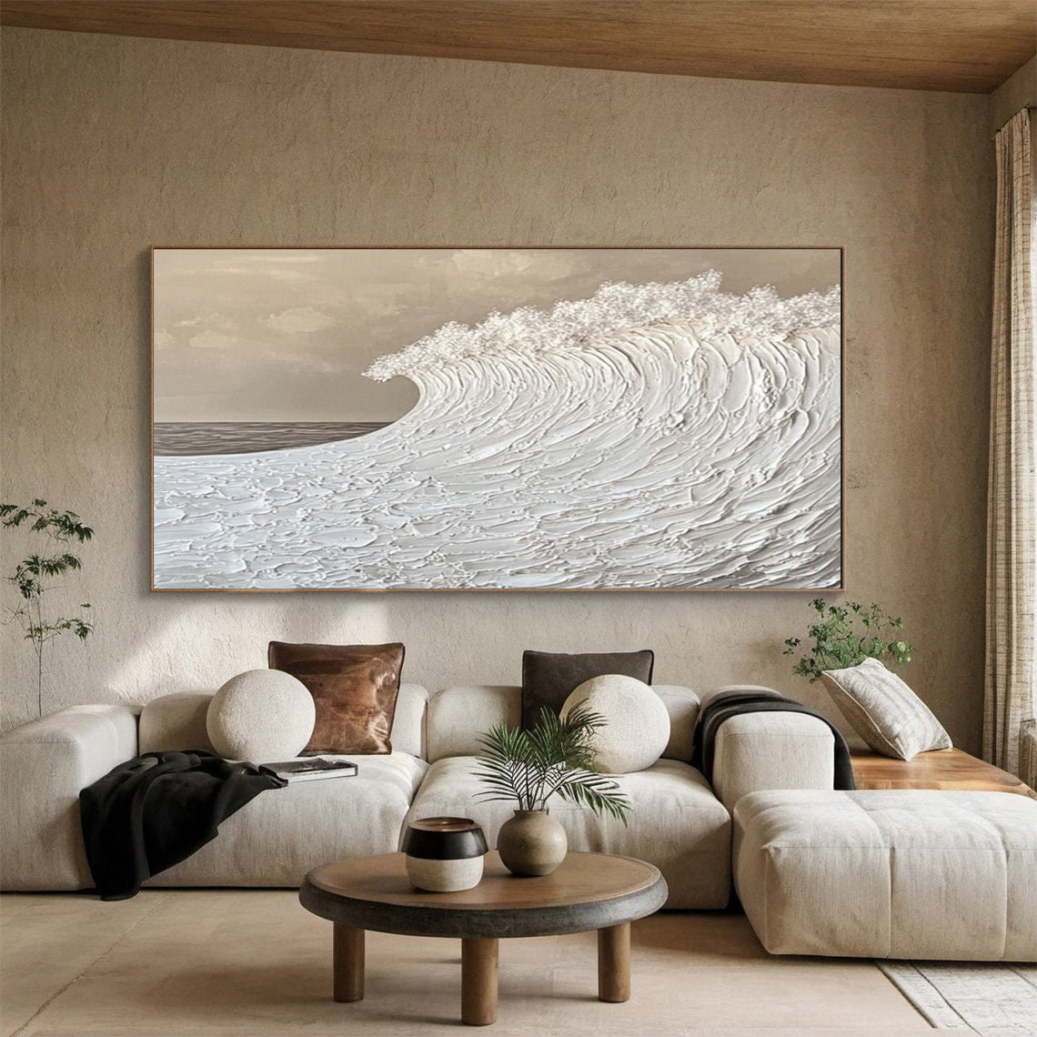 Modern Nature Inspired Wall Art Textured Wave Oil Painting #BBM 034