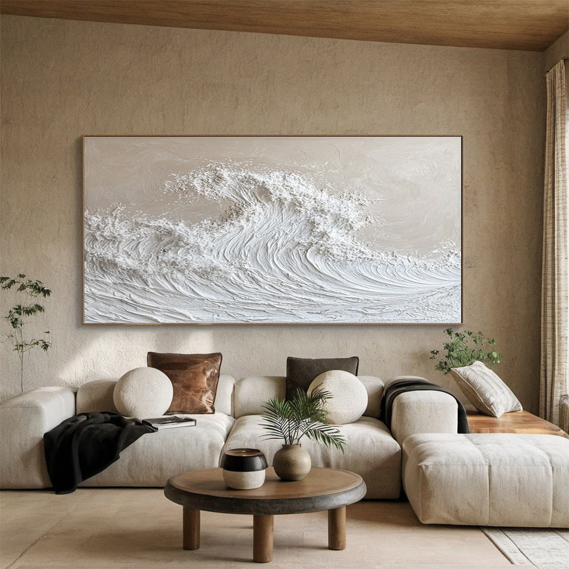 Modern Nature Inspired Wall Art Textured Wave Oil Painting #BBM 031