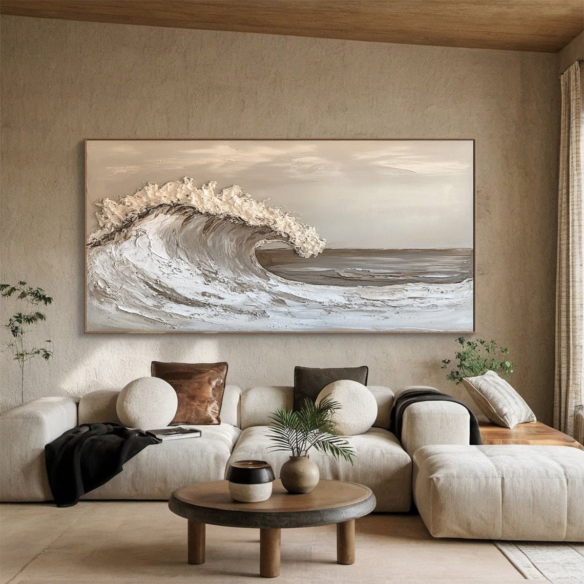 Modern Nature Inspired Wall Art Textured Wave Oil Painting #BBM 033