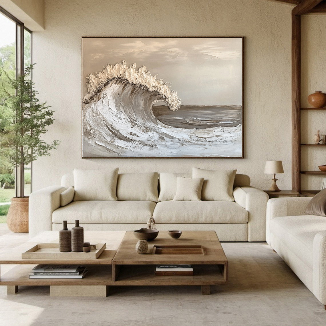 Modern Nature Inspired Wall Art Textured Wave Oil Painting #BBM 033