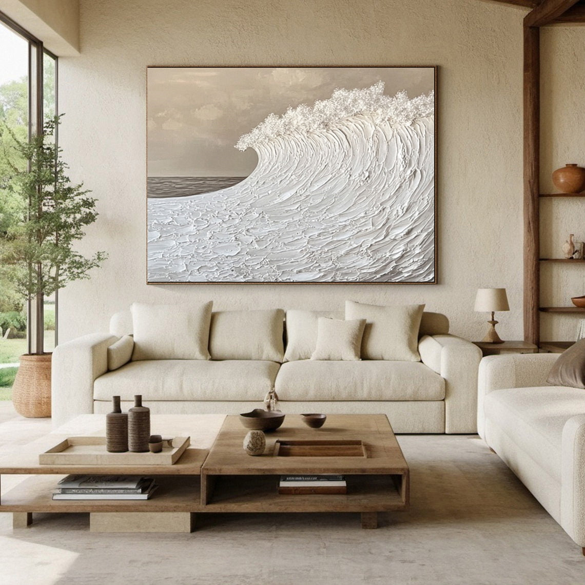 Modern Nature Inspired Wall Art Textured Wave Oil Painting #BBM 034