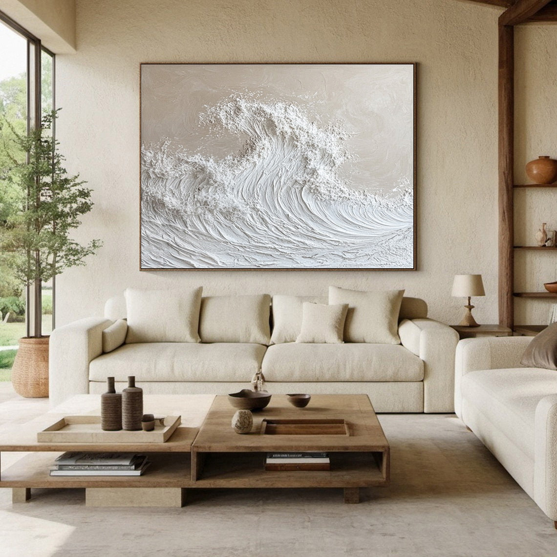 Modern Nature Inspired Wall Art Textured Wave Oil Painting #BBM 031