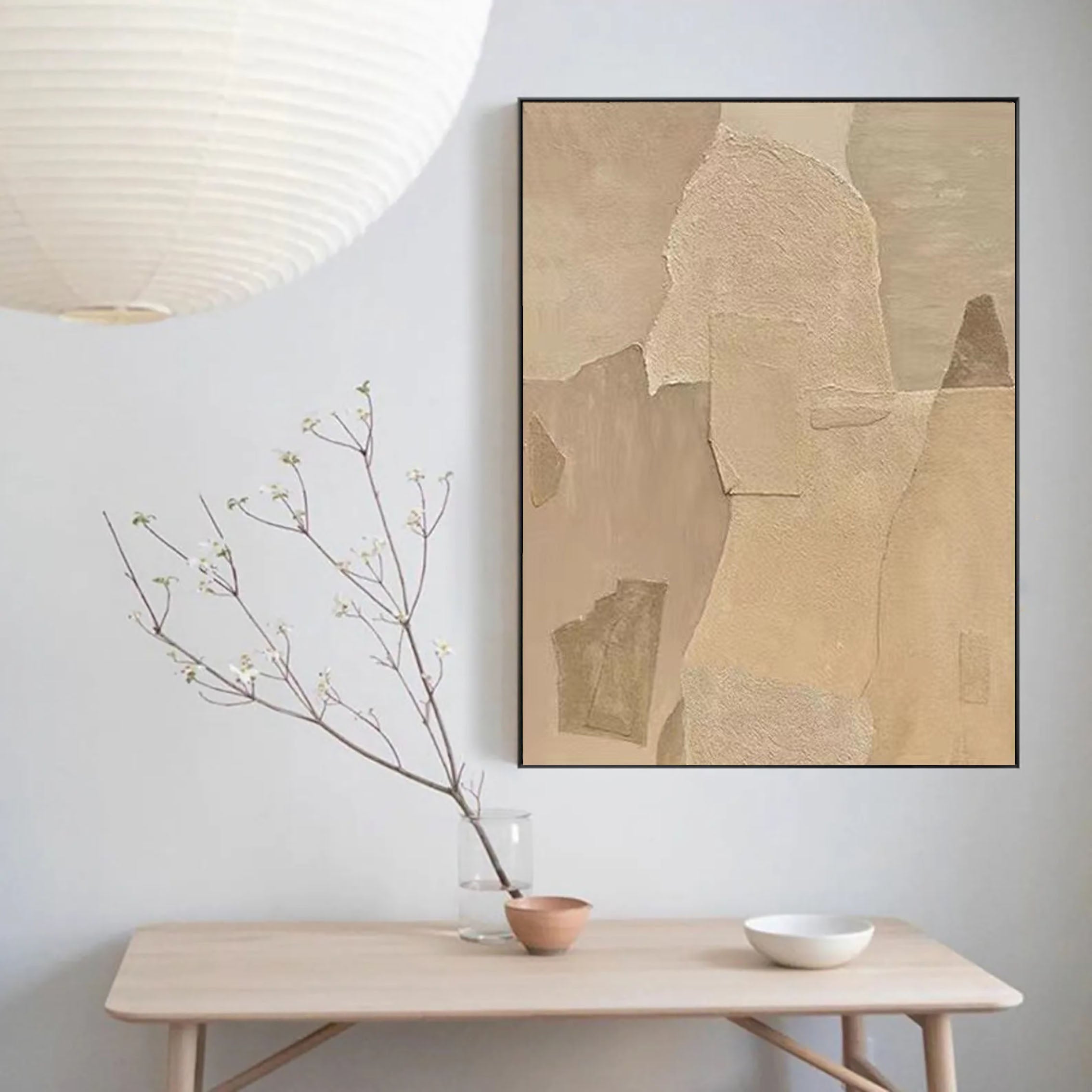 Beige & Brown Abstract Painting #LL 016