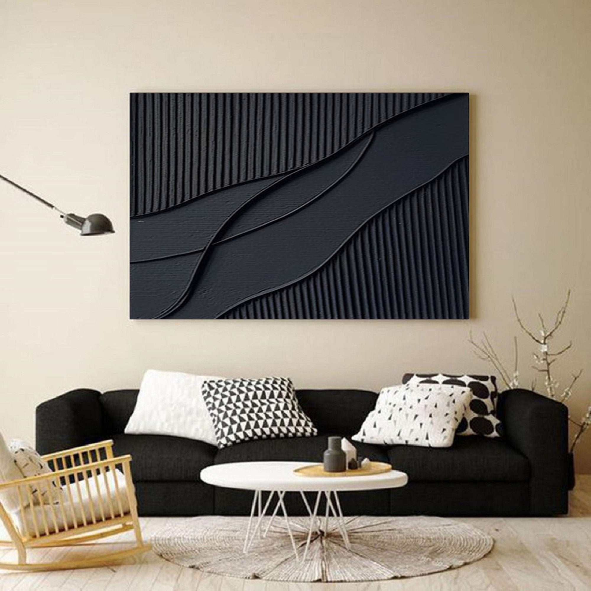 Black & White Abstract Painting #CXA 023